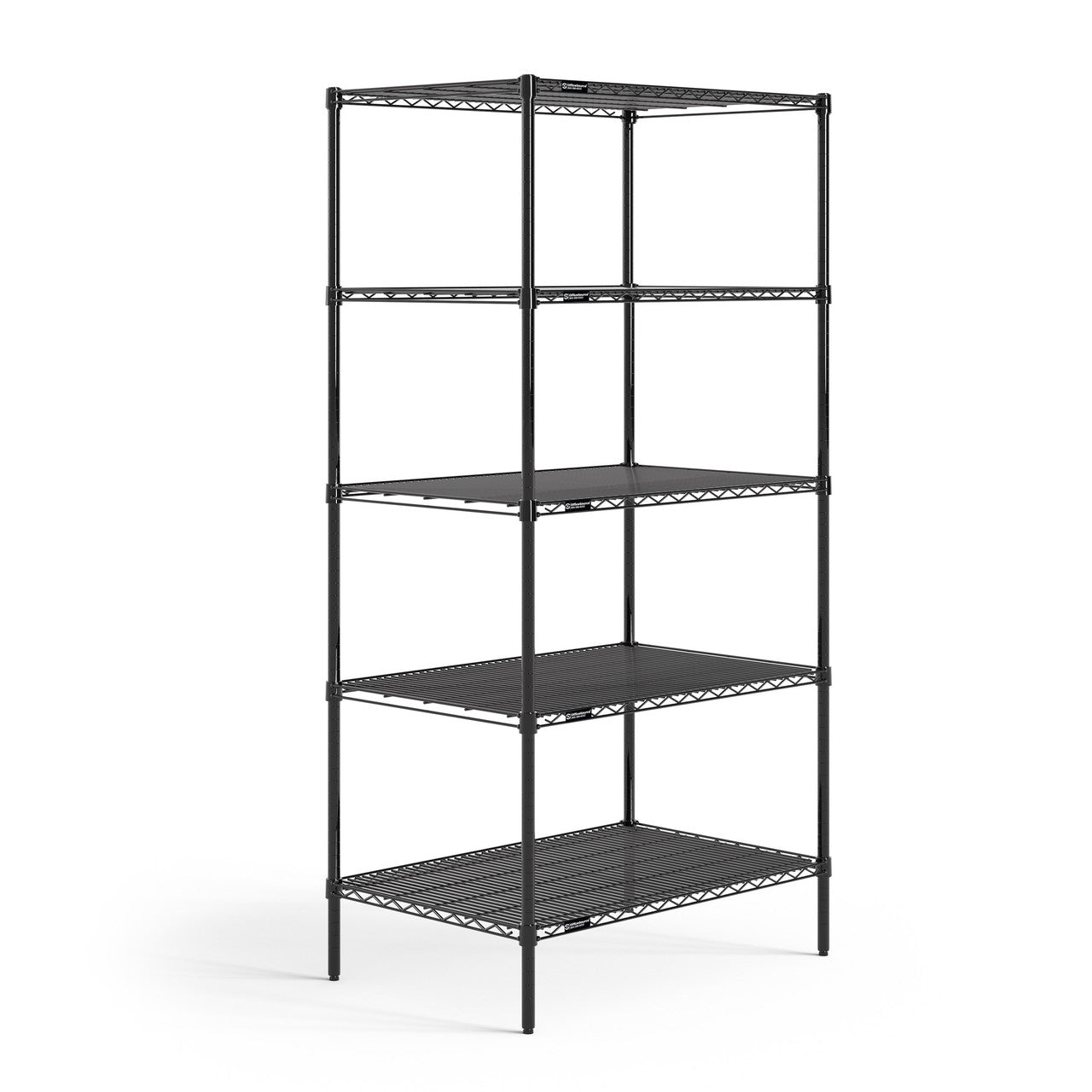 OfficeSource  5-Shelf 36"Wx24"Dx72"H Wire Rack - Black