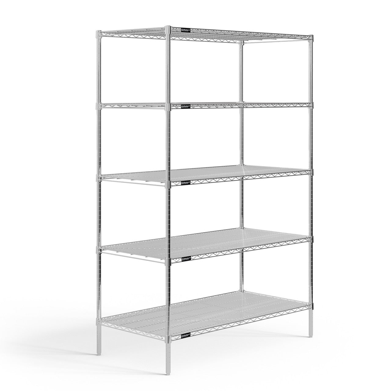 OfficeSource  5-Shelf 48"Wx24"Dx72"H Wire Rack - Chrome