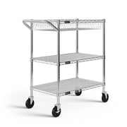 OfficeSource  3-Shelf Chrome Cart with Casters - Chrome