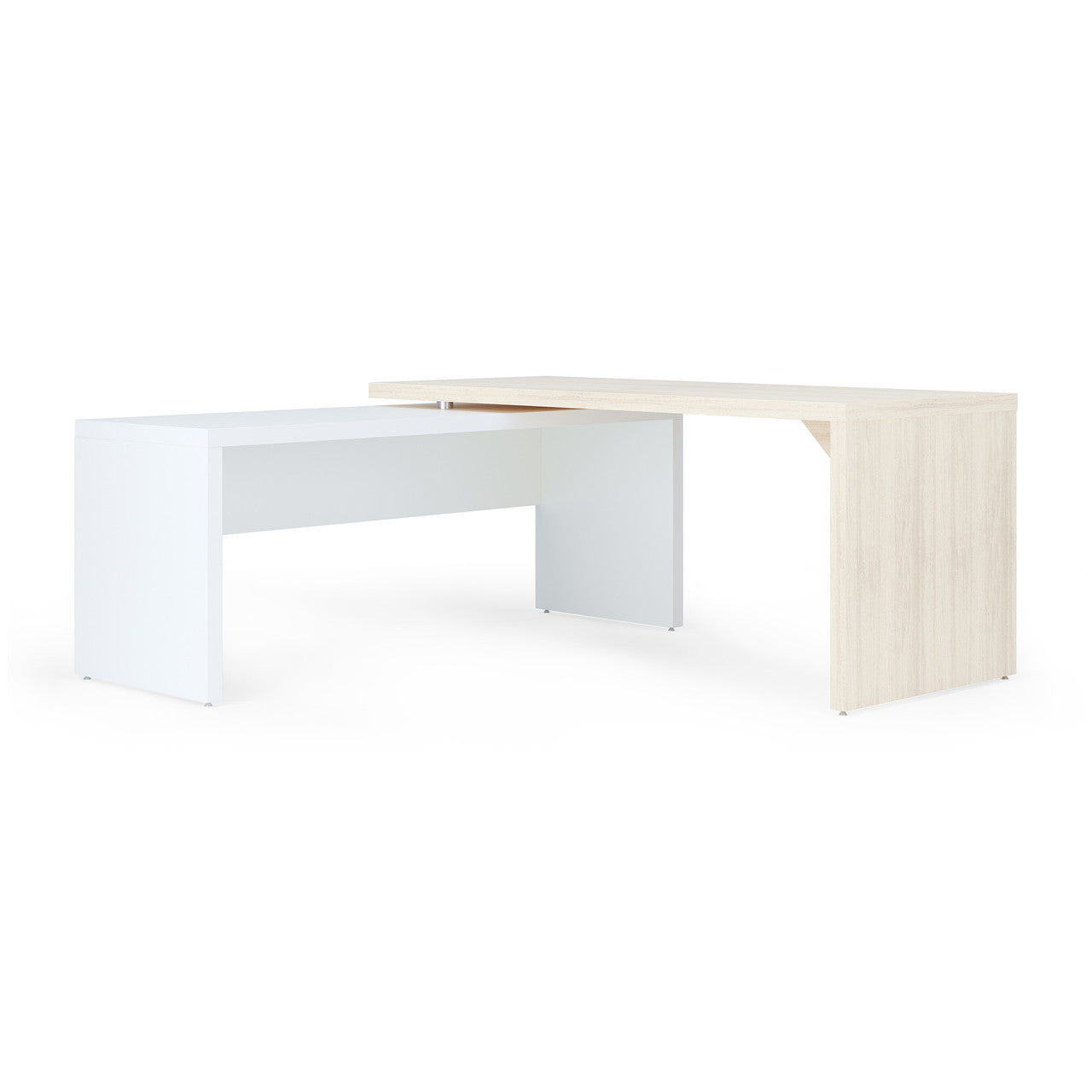 OfficeSource Lucca L Shape Desk with Reversible Return - Cypress/Pearl