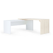 OfficeSource Lucca L Shape Desk with Reversible Return - Cypress/Pearl