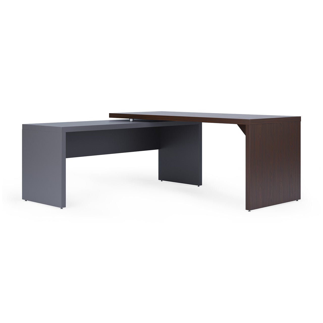 OfficeSource Lucca L Shape Desk with Reversible Return - Walnut/Charcoal