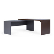 OfficeSource Lucca L Shape Desk with Reversible Return - Walnut/Charcoal