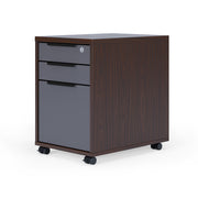 OfficeSource Lucca Collection Mobile Pedestal - Box/File - Walnut/Charcoal