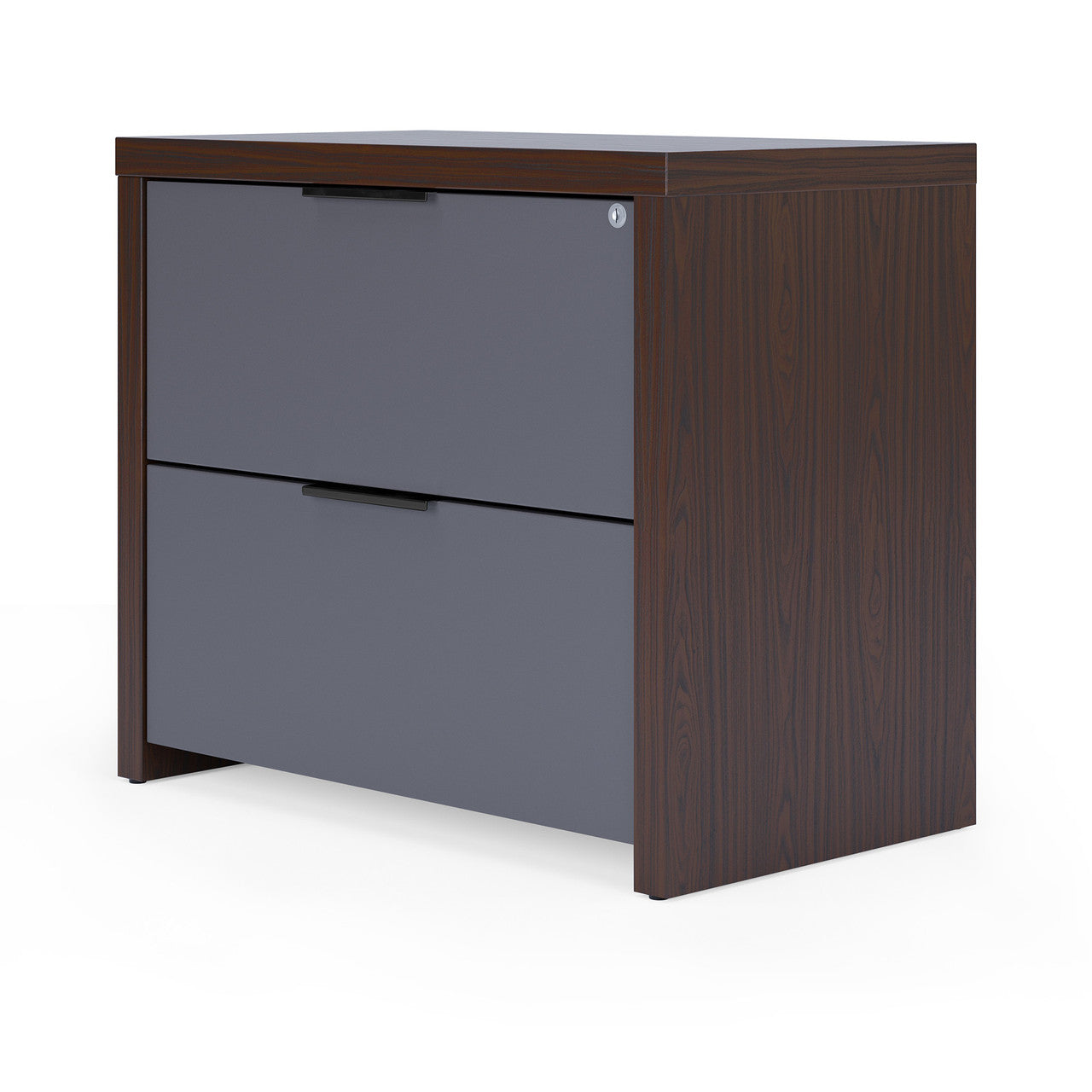 OfficeSource Lucca Collection 2 Drawer Lateral File - Walnut/Charcoal