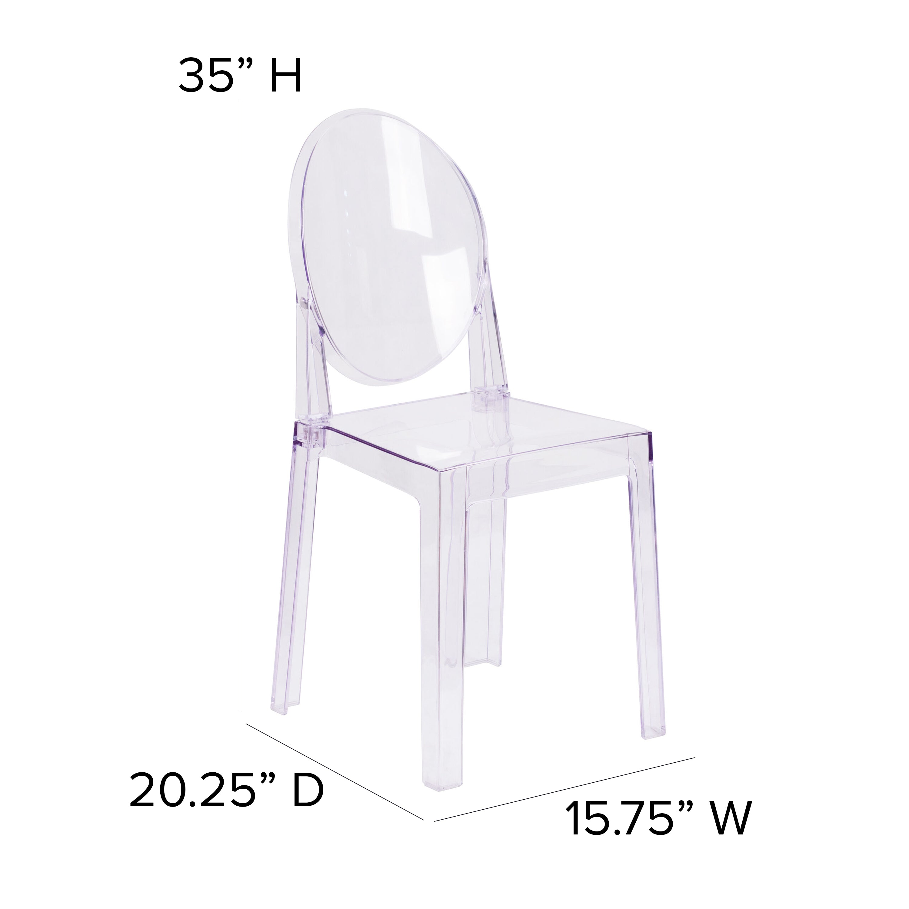 Revna Ghost Chair with Oval Back in Revna Transparent Crystal
