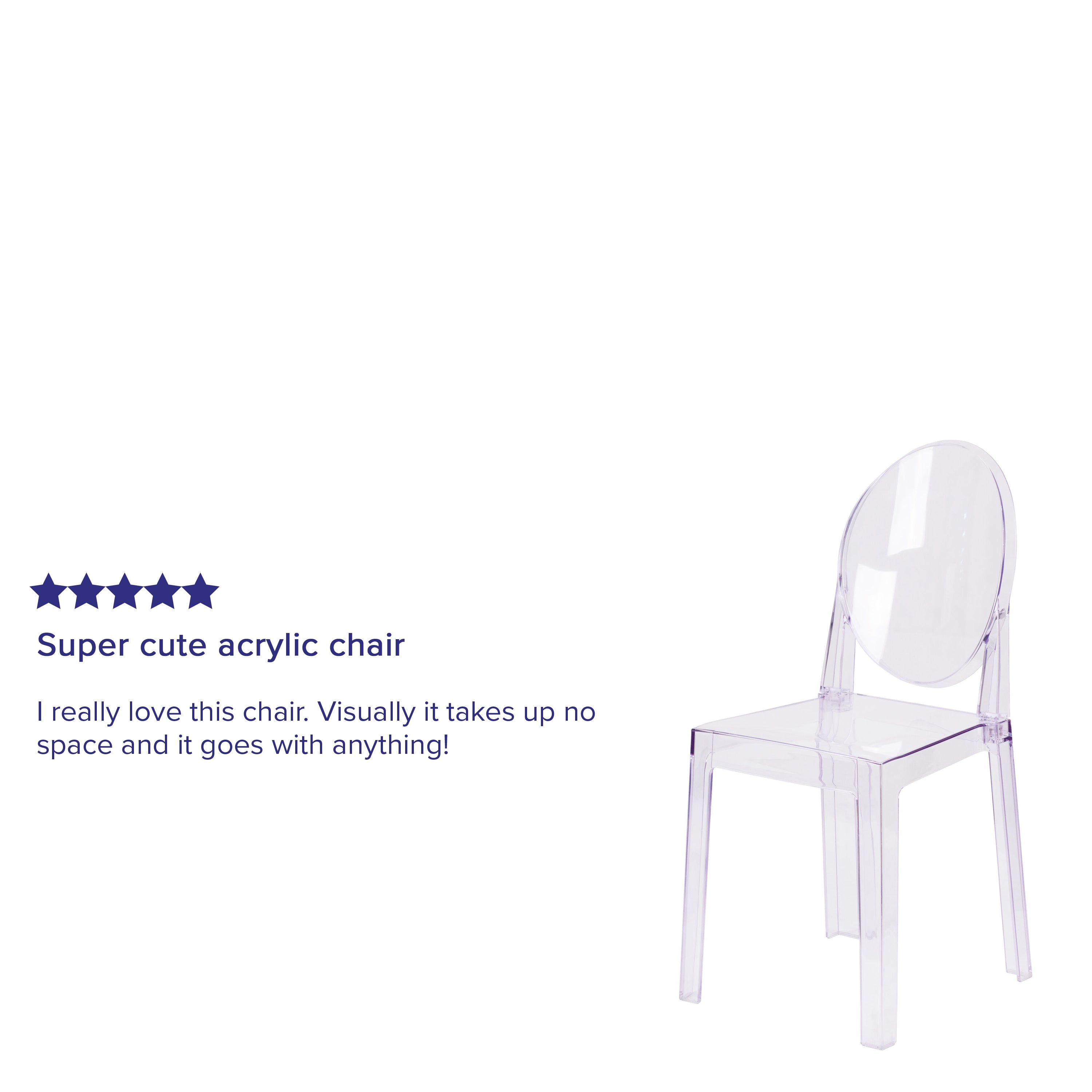 Revna Ghost Chair with Oval Back in Revna Transparent Crystal