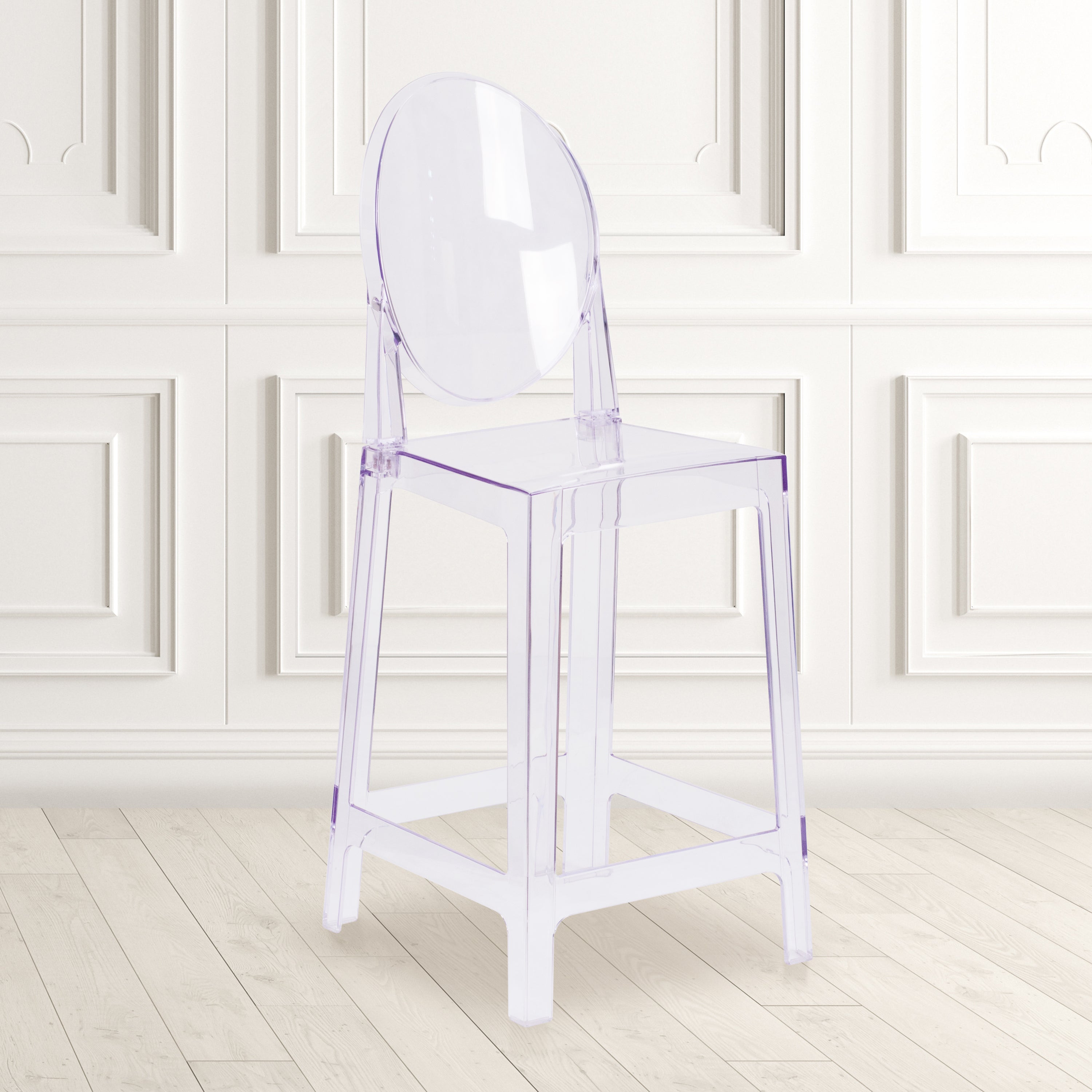 Revna Ghost Counter Stool with Oval Back in Revna Transparent Crystal