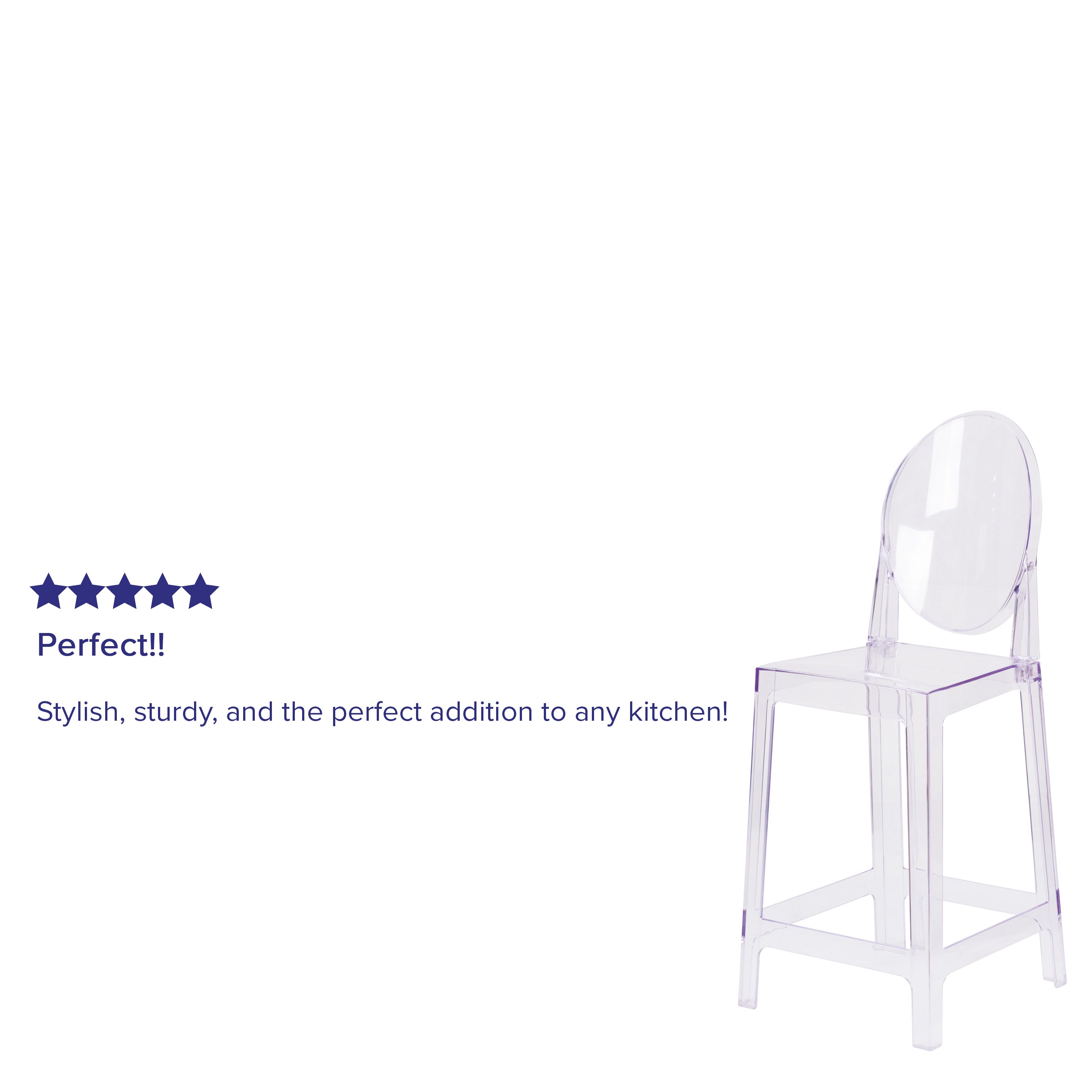 Revna Ghost Counter Stool with Oval Back in Revna Transparent Crystal