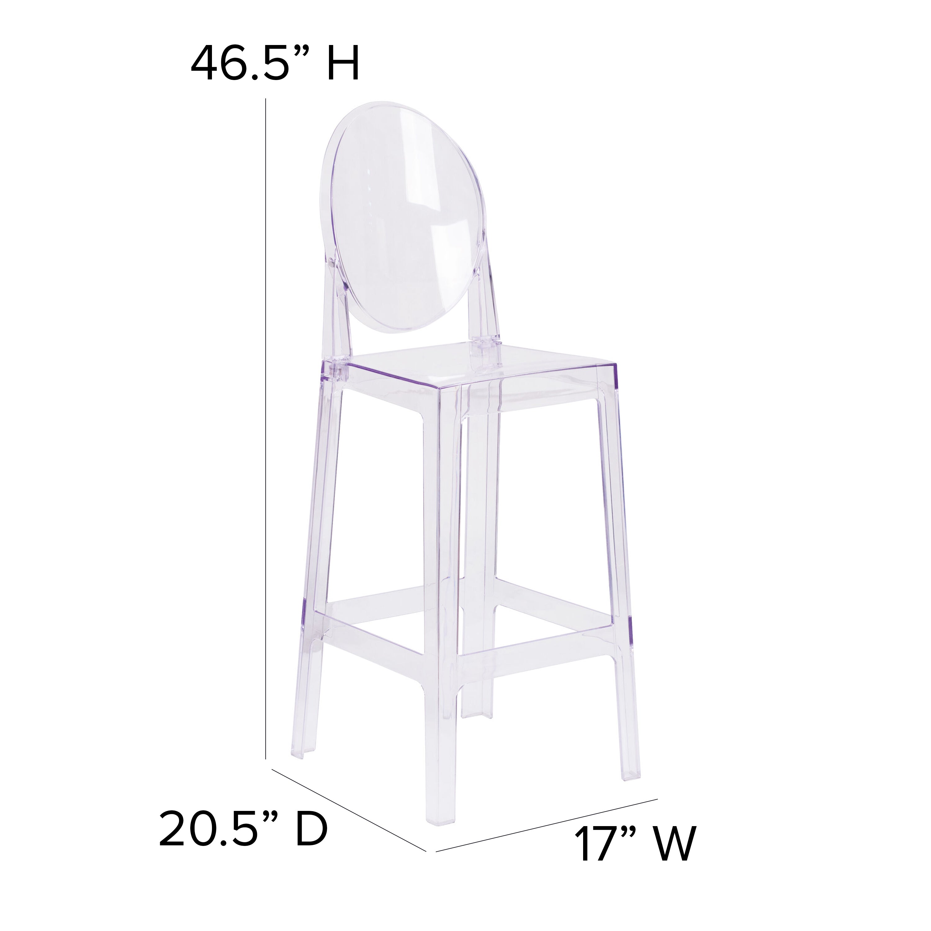 Revna Ghost Barstool with Oval Back in Revna Transparent Crystal