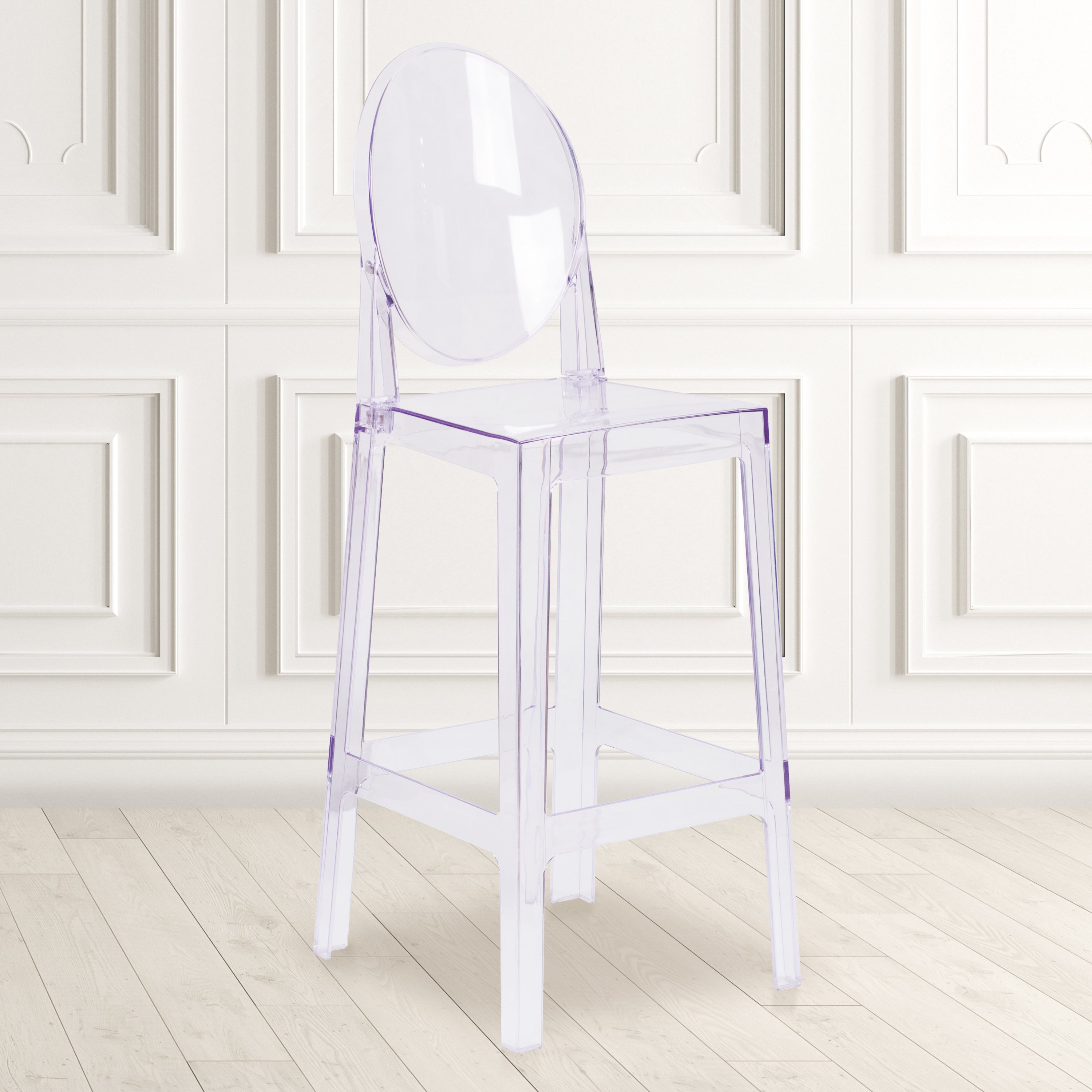 Revna Ghost Barstool with Oval Back in Revna Transparent Crystal