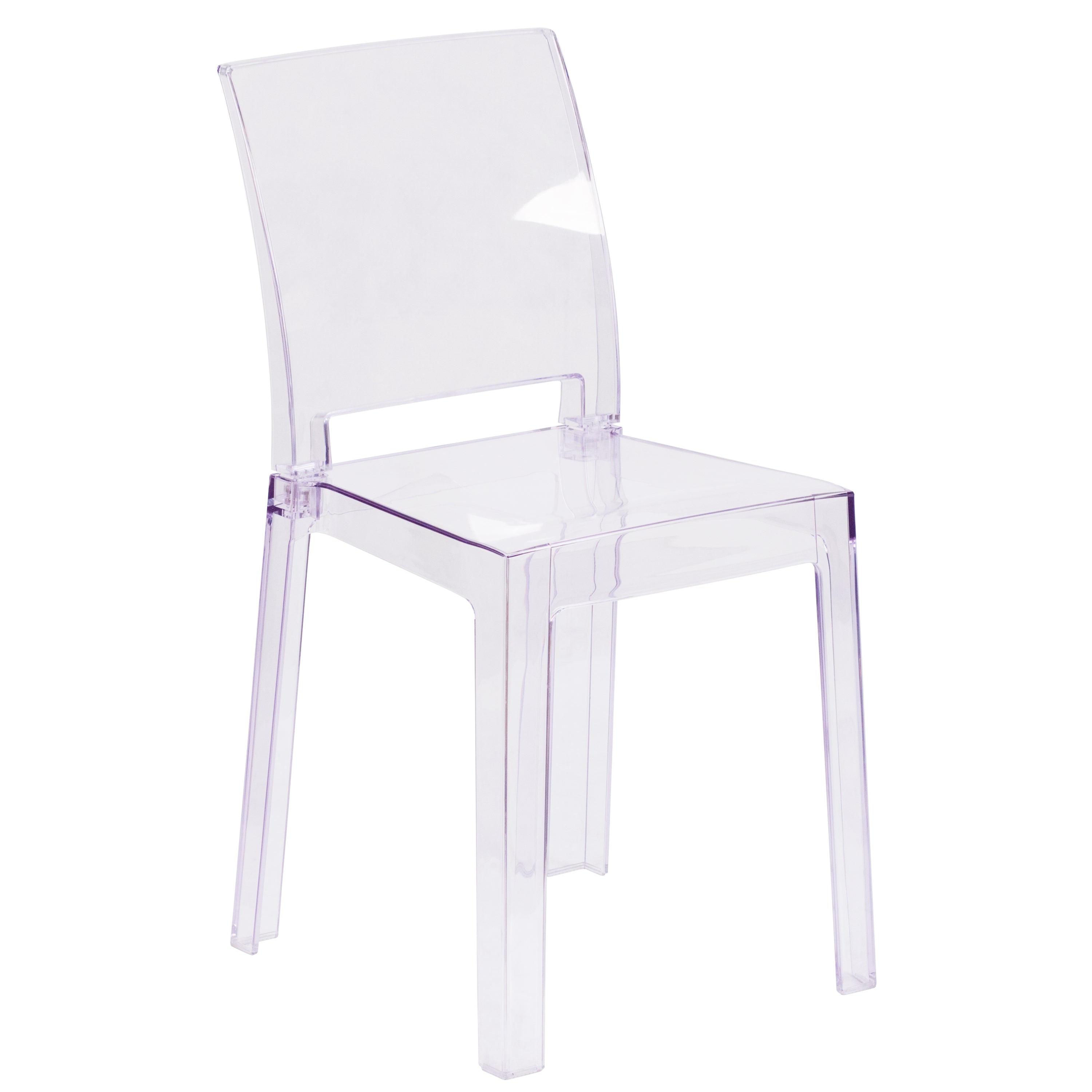 Emilie Ghost Chair with Square Back in Transparent Crystal