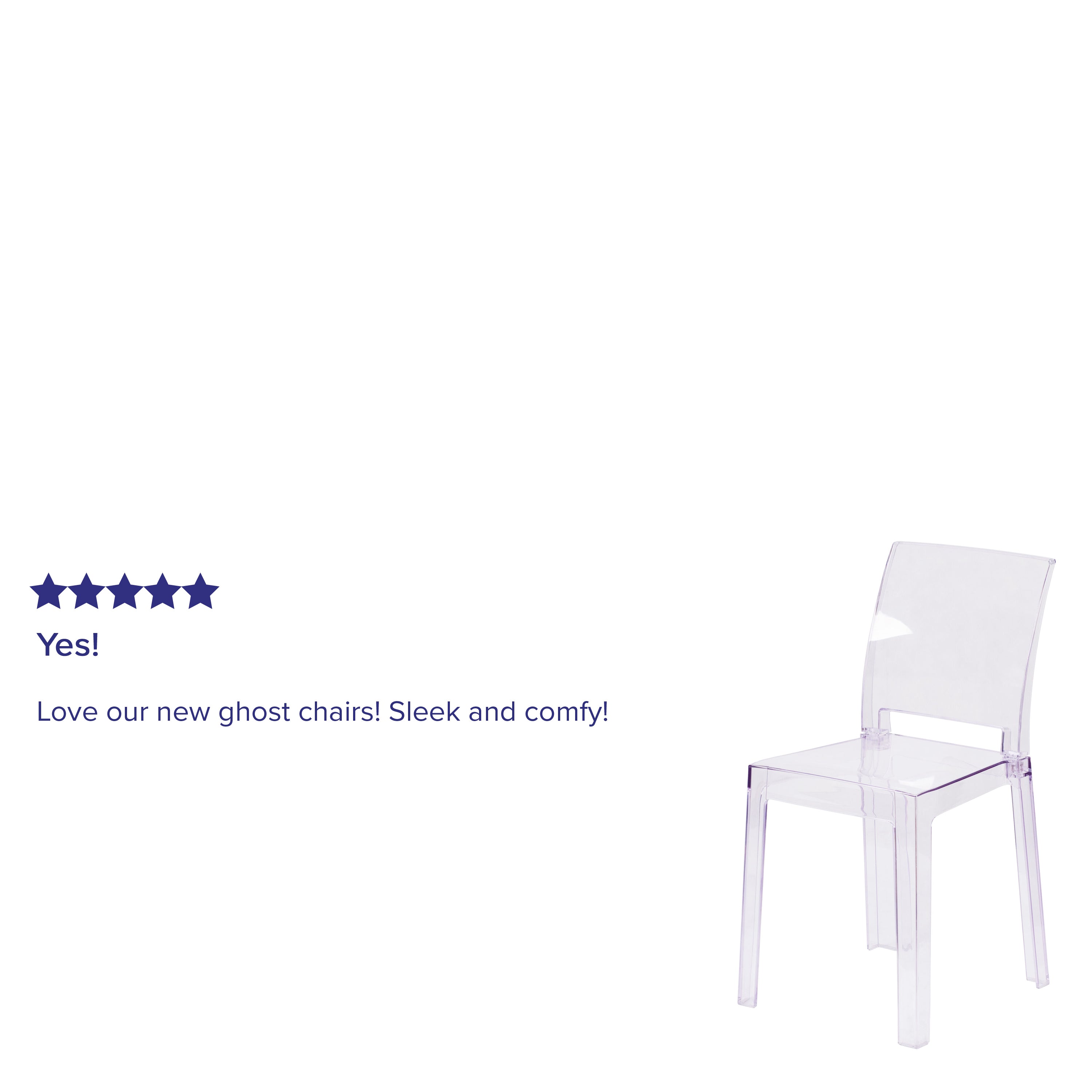 Emilie Ghost Chair with Square Back in Transparent Crystal