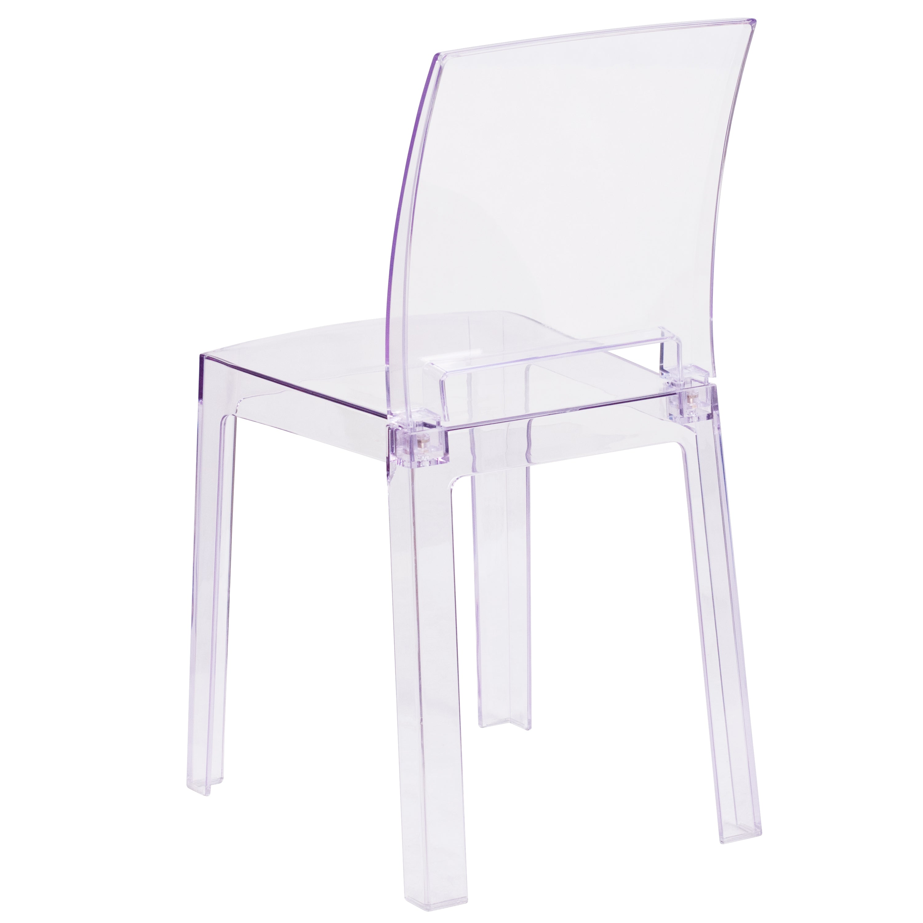 Emilie Ghost Chair with Square Back in Transparent Crystal