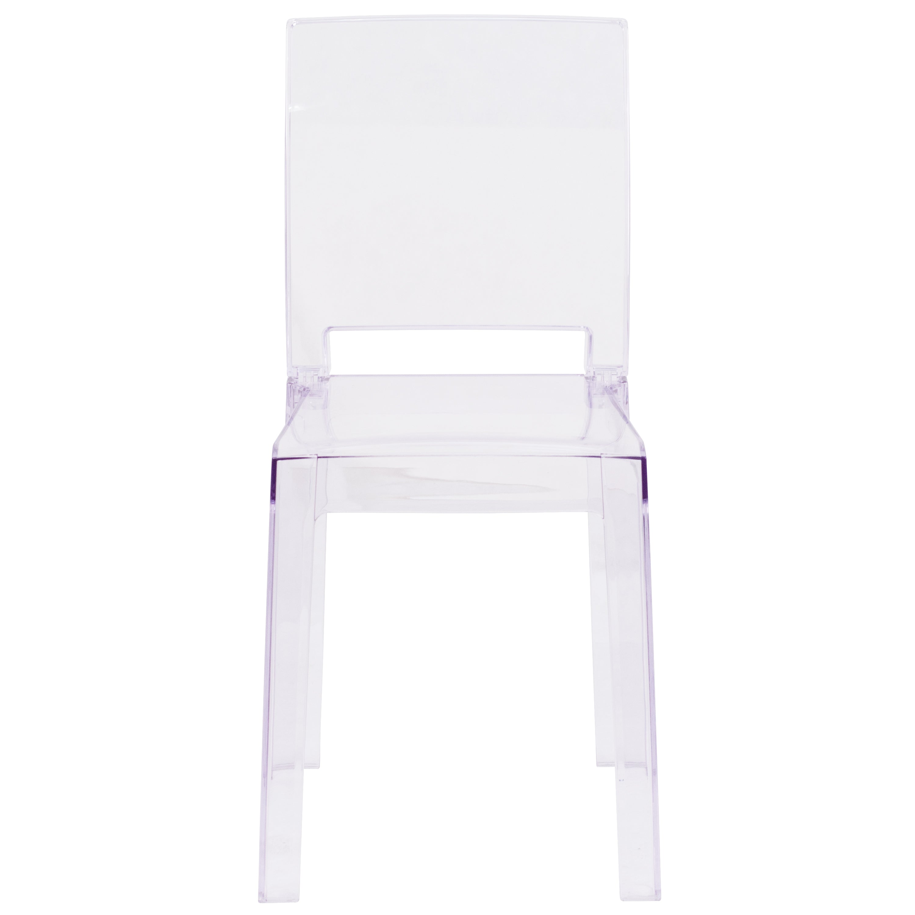 Emilie Ghost Chair with Square Back in Transparent Crystal