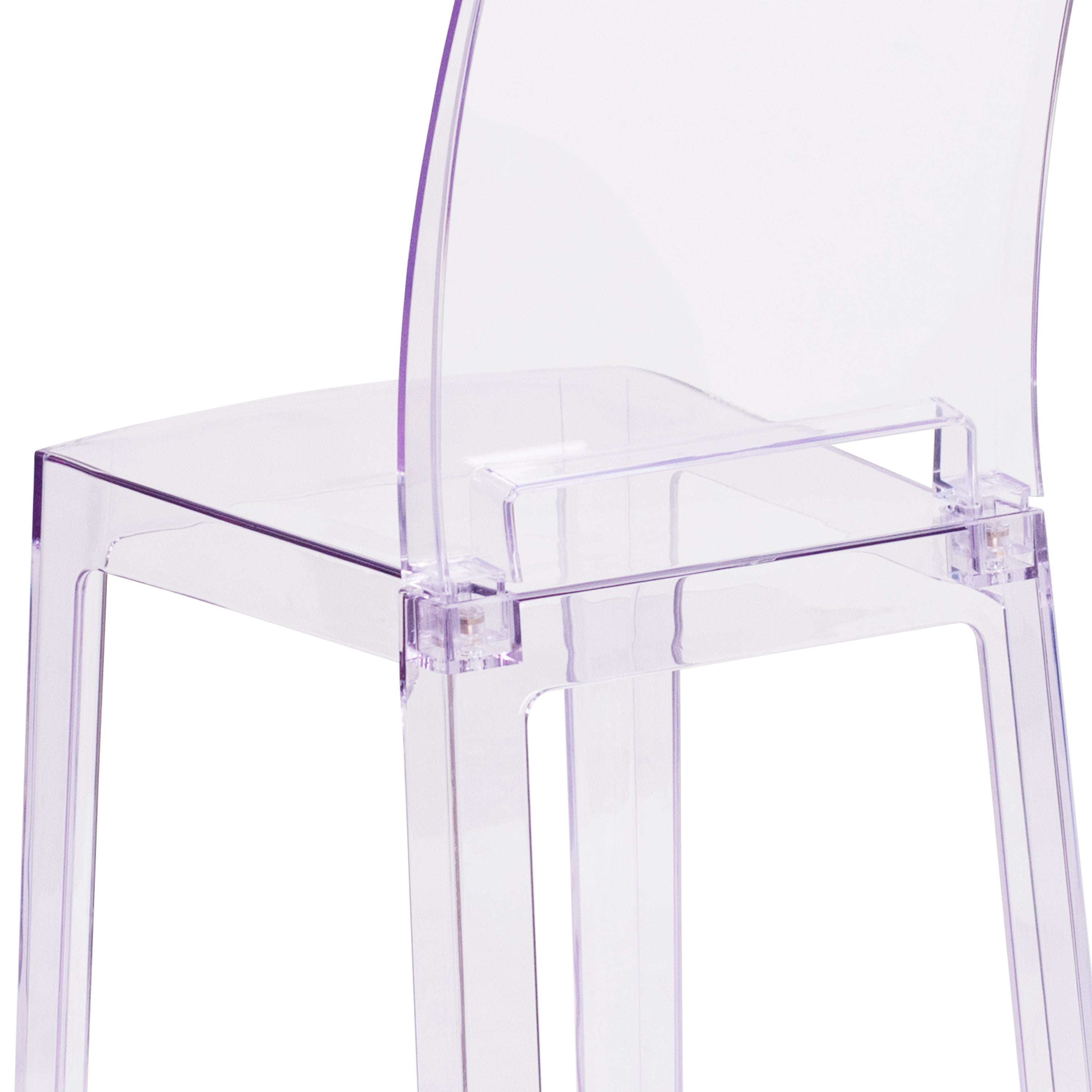 Emilie Ghost Chair with Square Back in Transparent Crystal