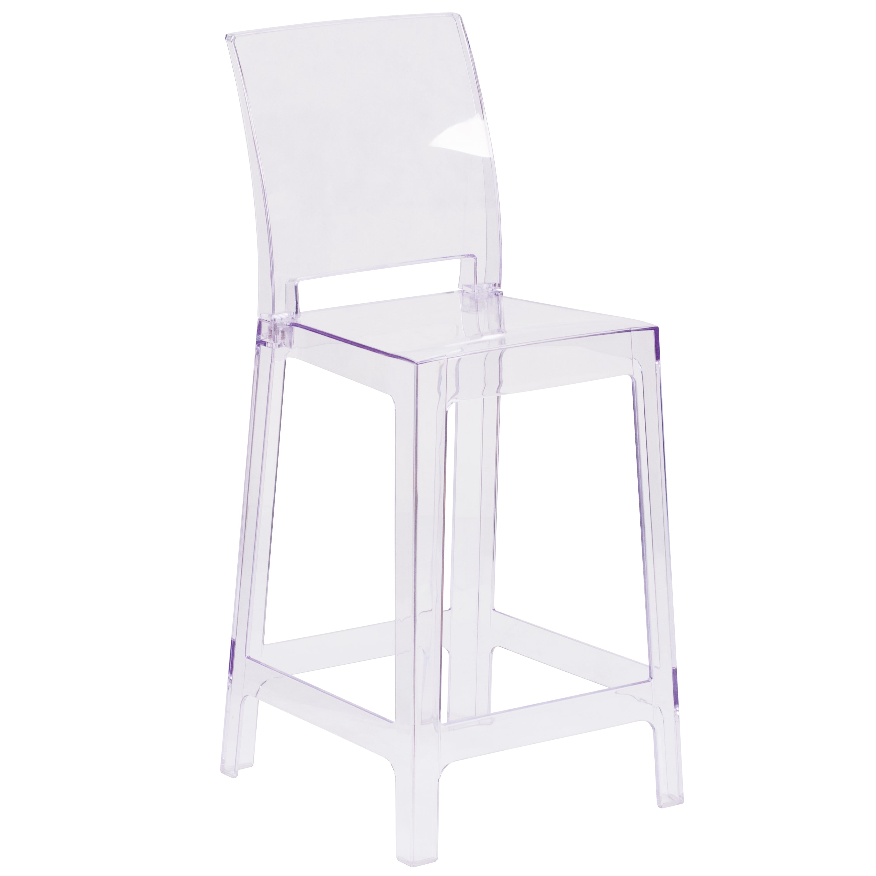 Emilie Ghost Counter Stool with Square Back in Transparent Crystal