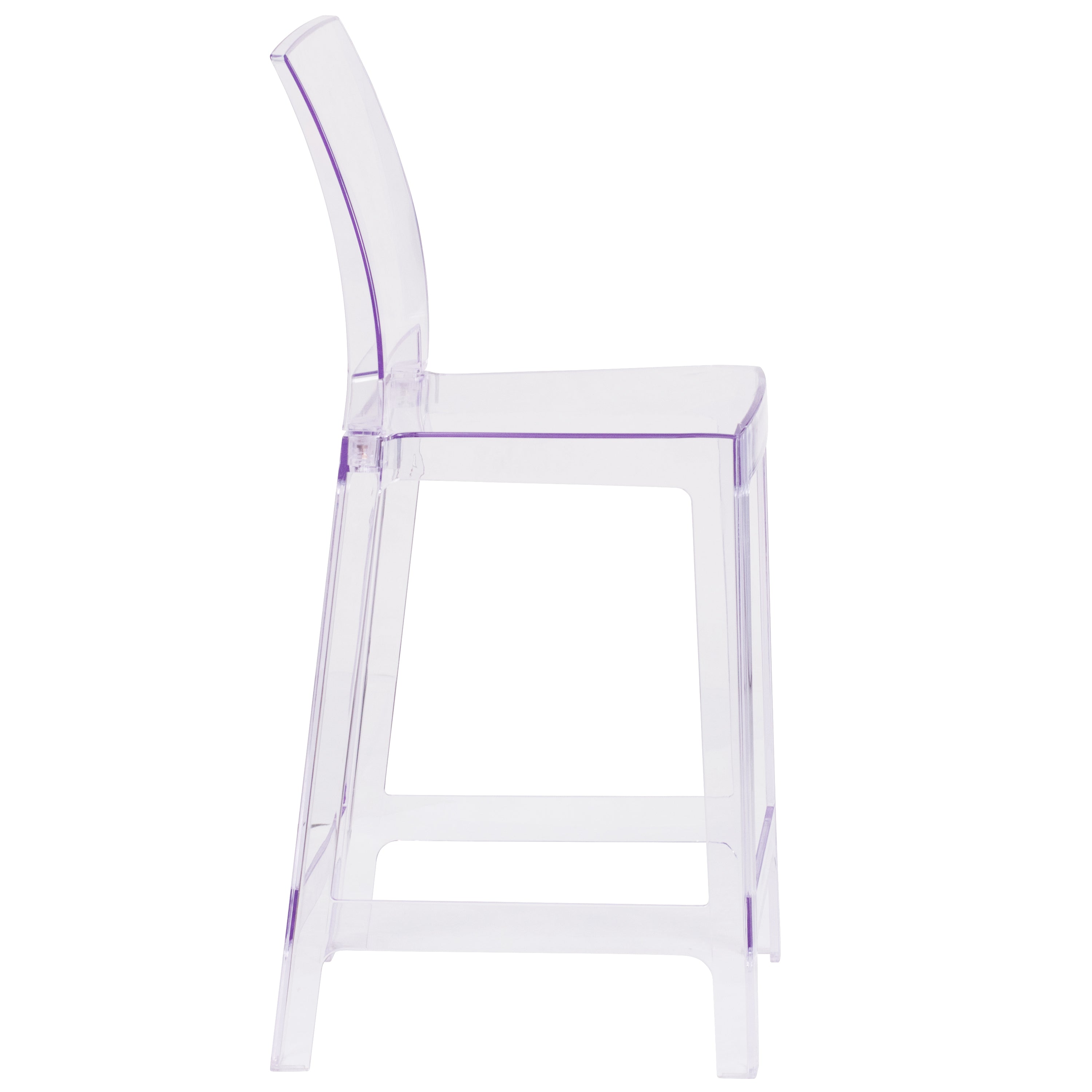 Emilie Ghost Counter Stool with Square Back in Transparent Crystal