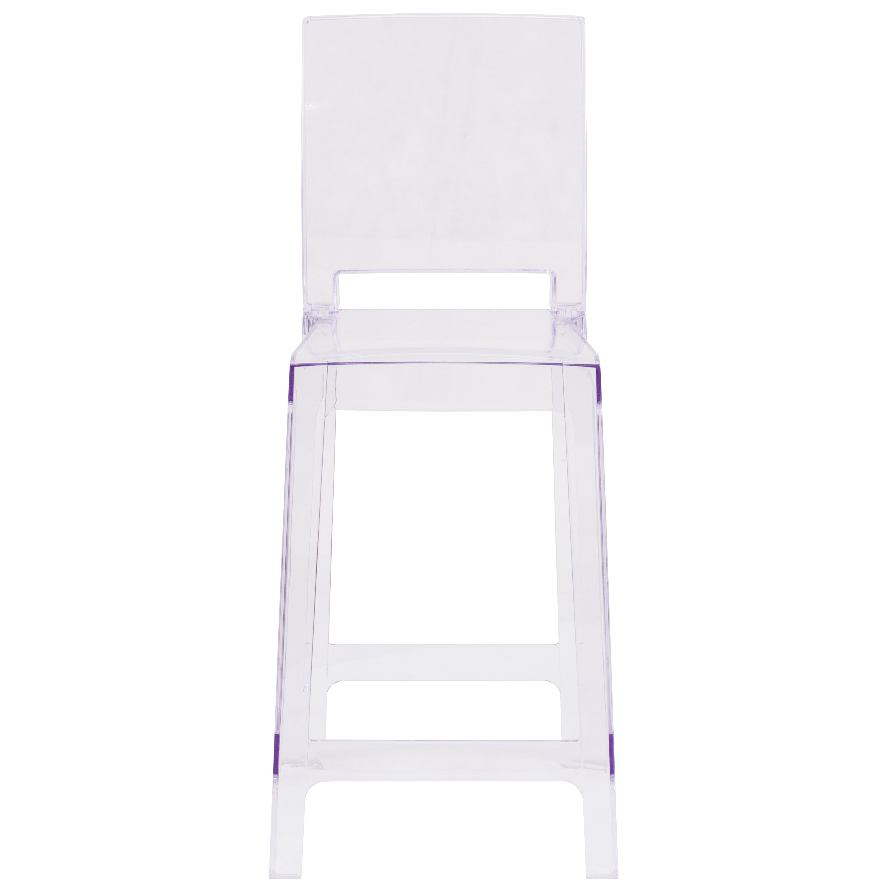 Emilie Ghost Counter Stool with Square Back in Transparent Crystal
