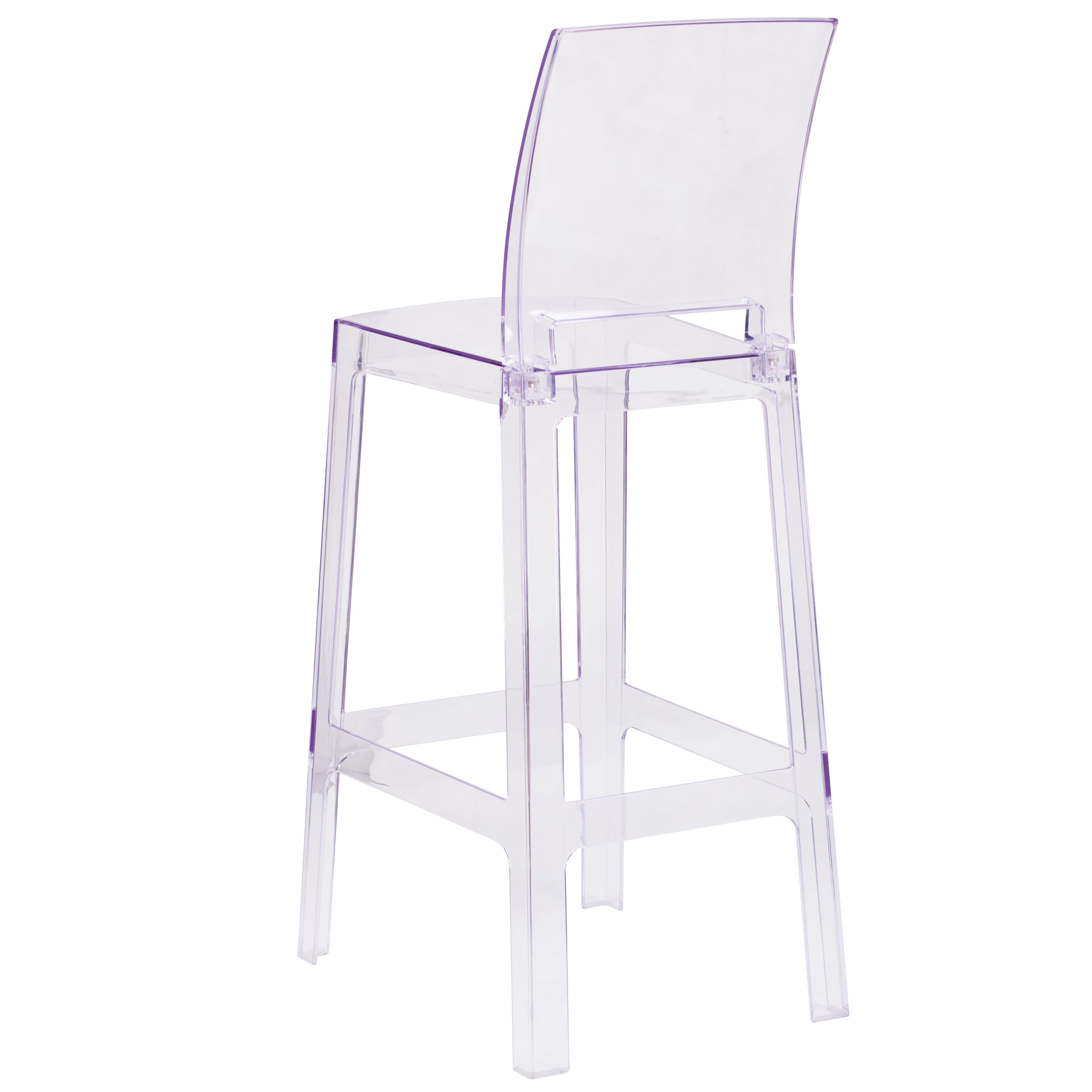 Emilie Ghost Barstool with Square Back in Transparent Crystal