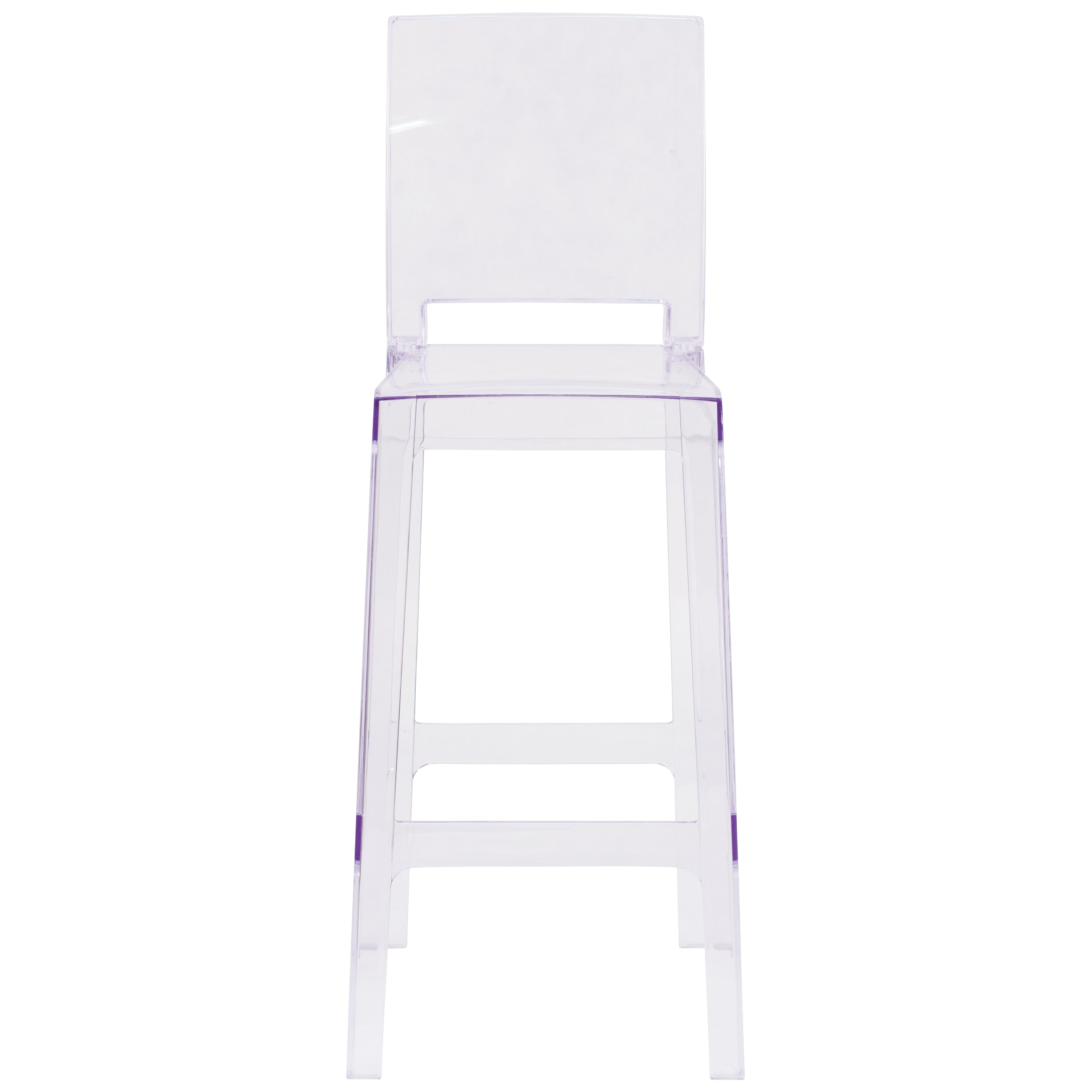 Emilie Ghost Barstool with Square Back in Transparent Crystal