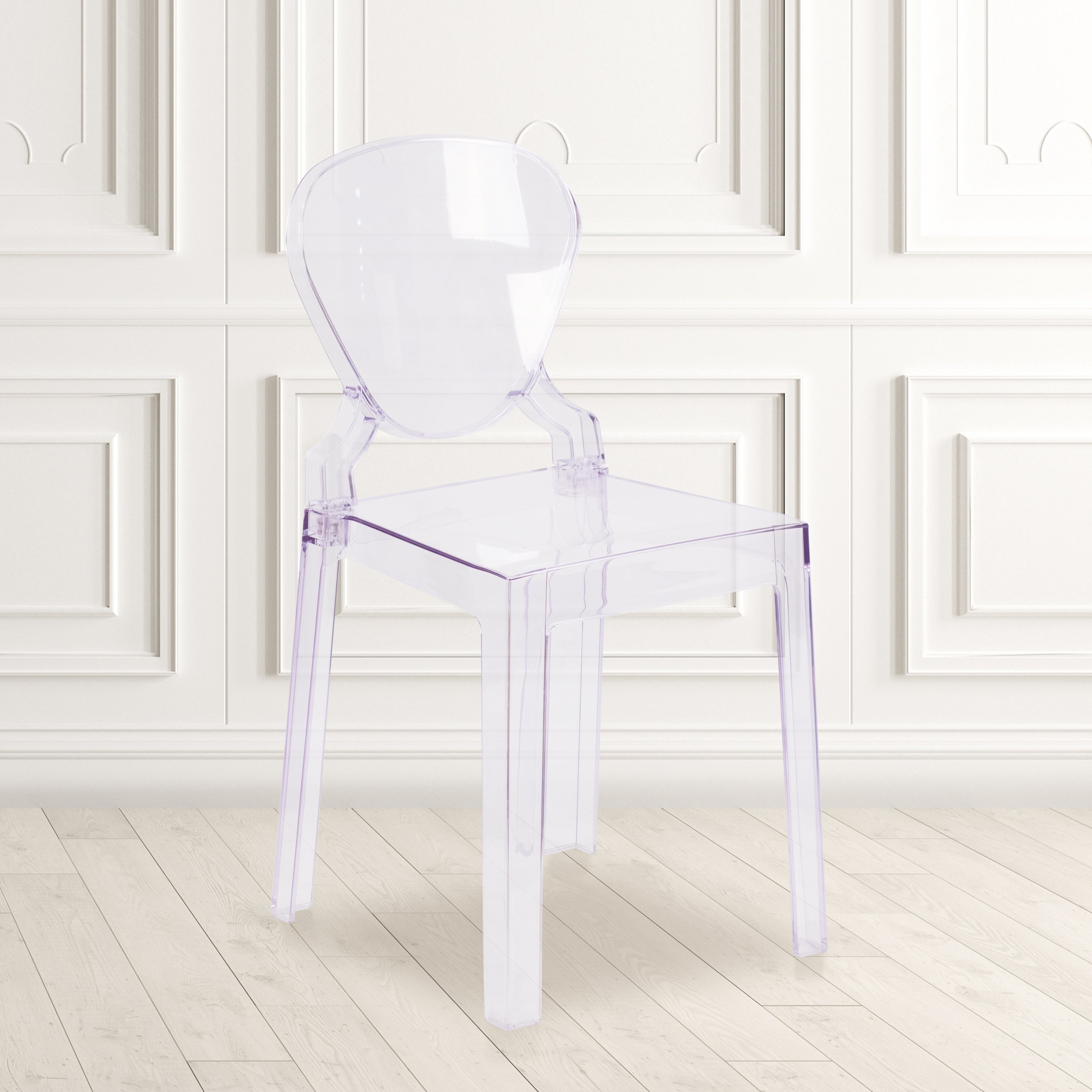 Theo Ghost Chair with Tear Back in Transparent Crystal