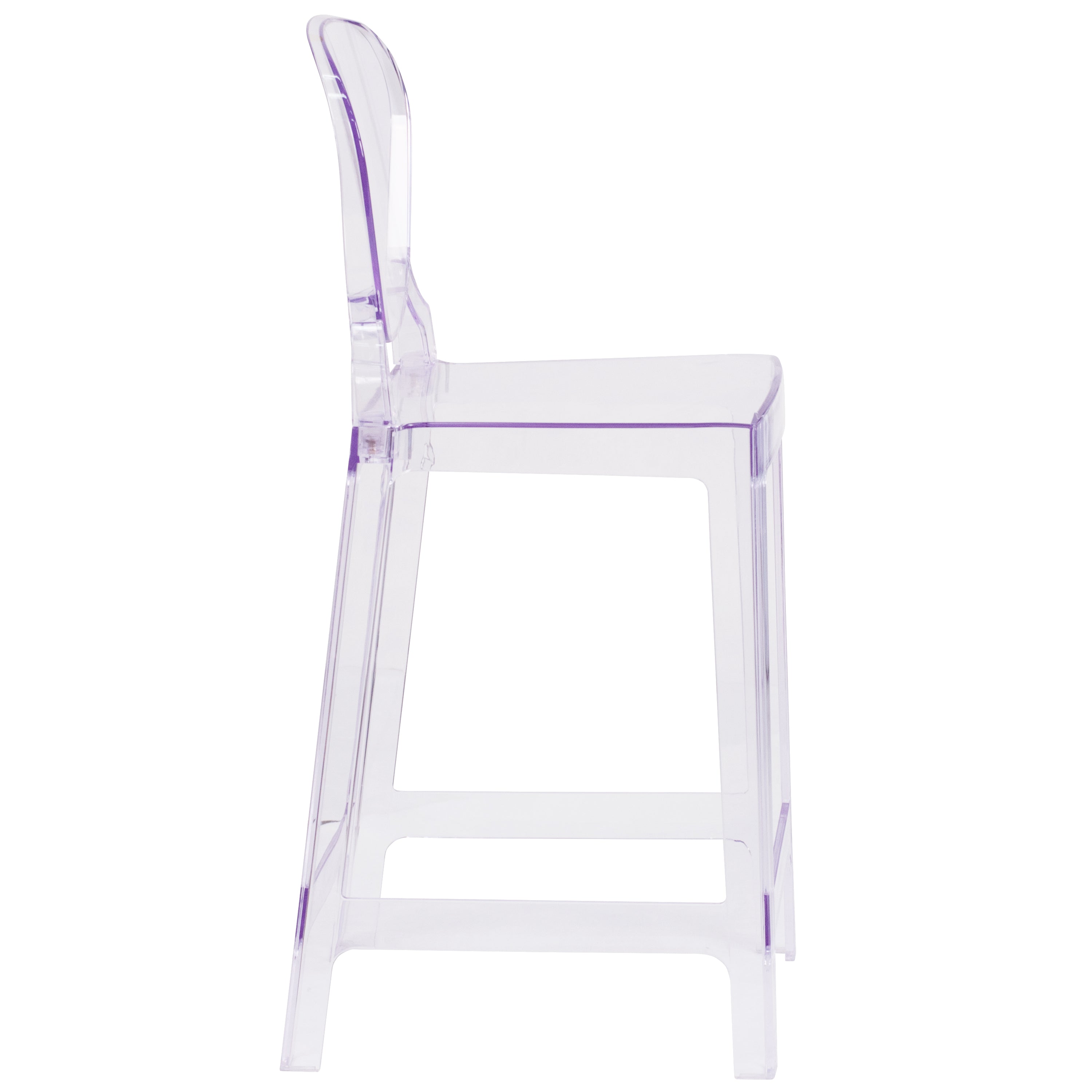 Theo Ghost Counter Stool with Tear Back in Transparent Crystal