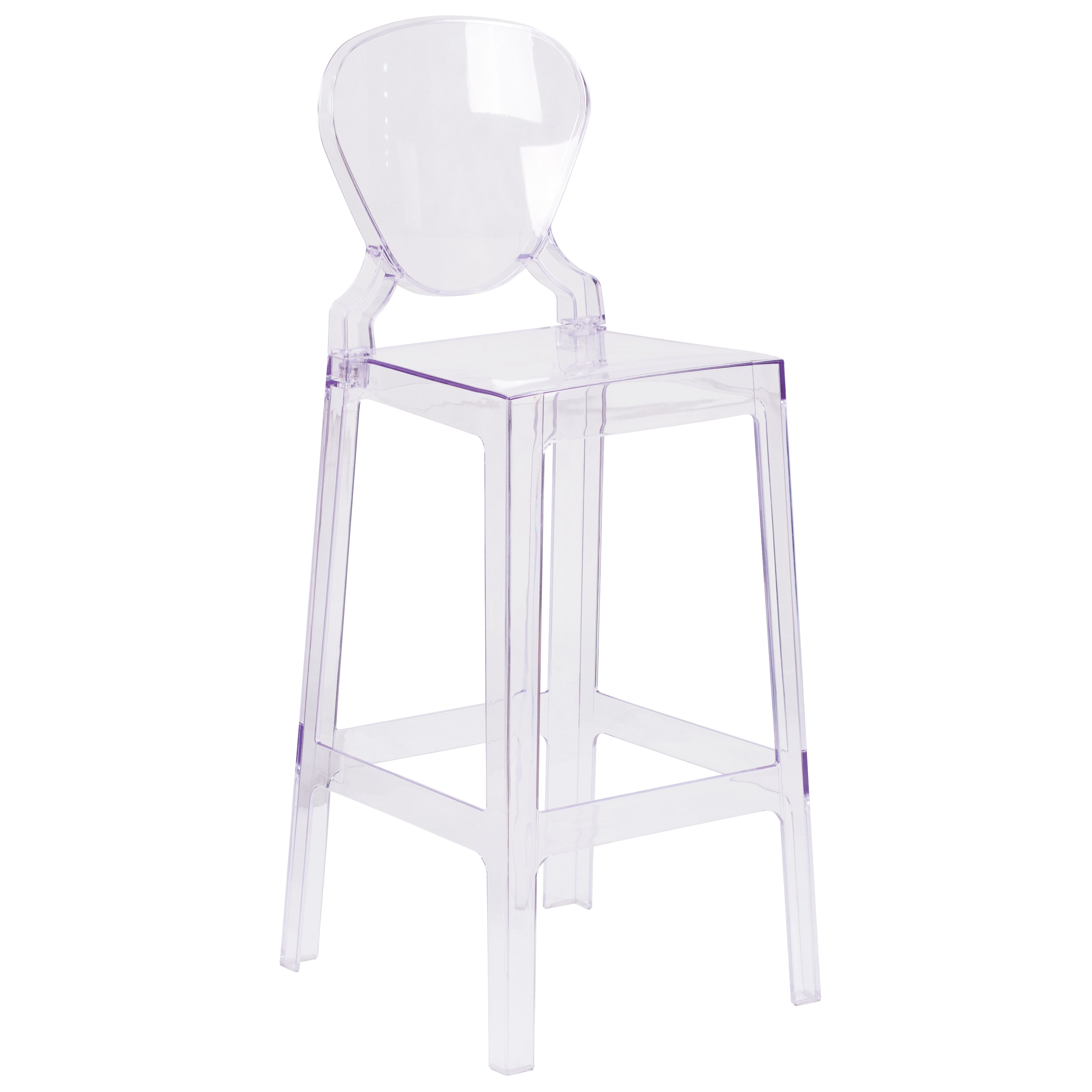 Theo Ghost Barstool with Tear Back in Transparent Crystal