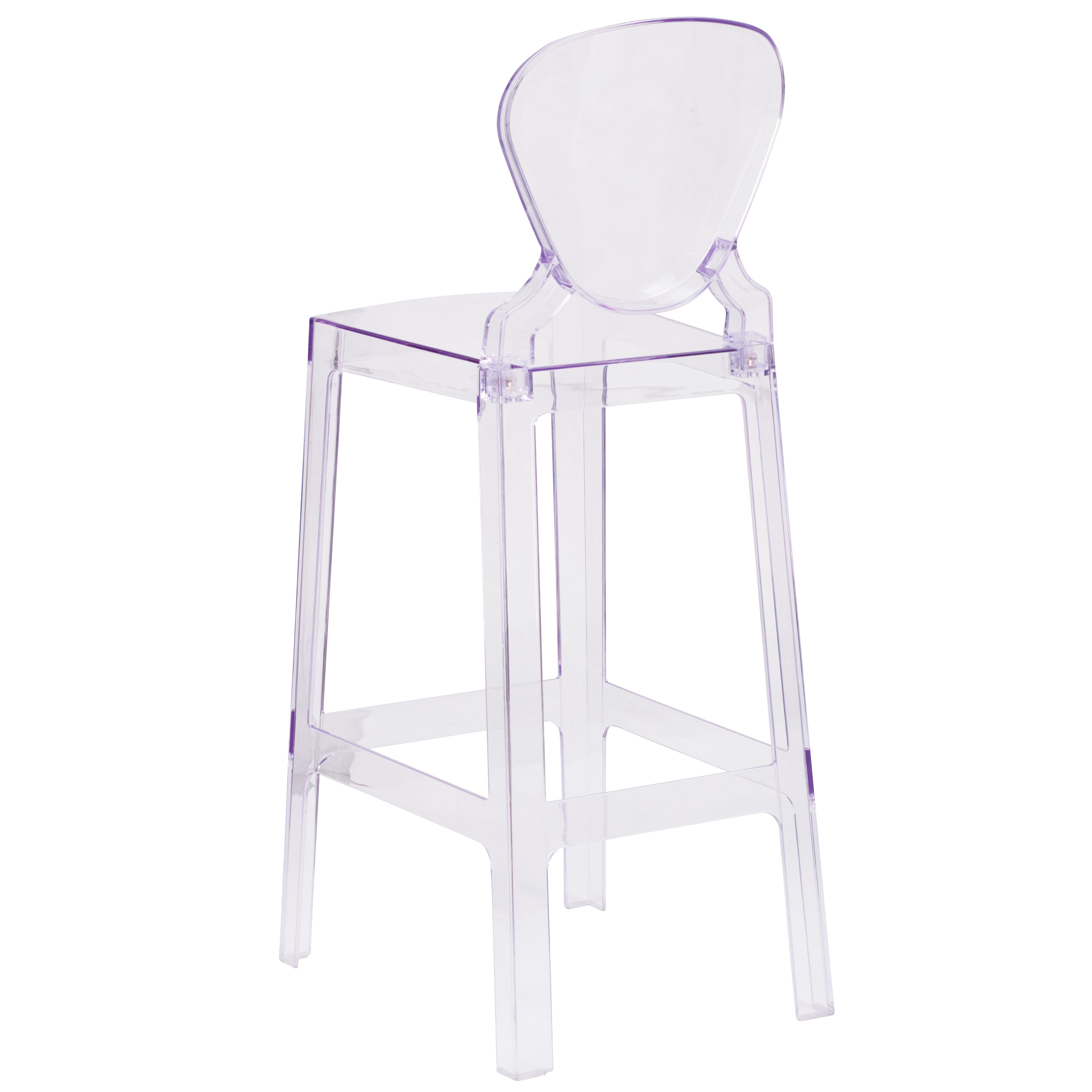 Theo Ghost Barstool with Tear Back in Transparent Crystal