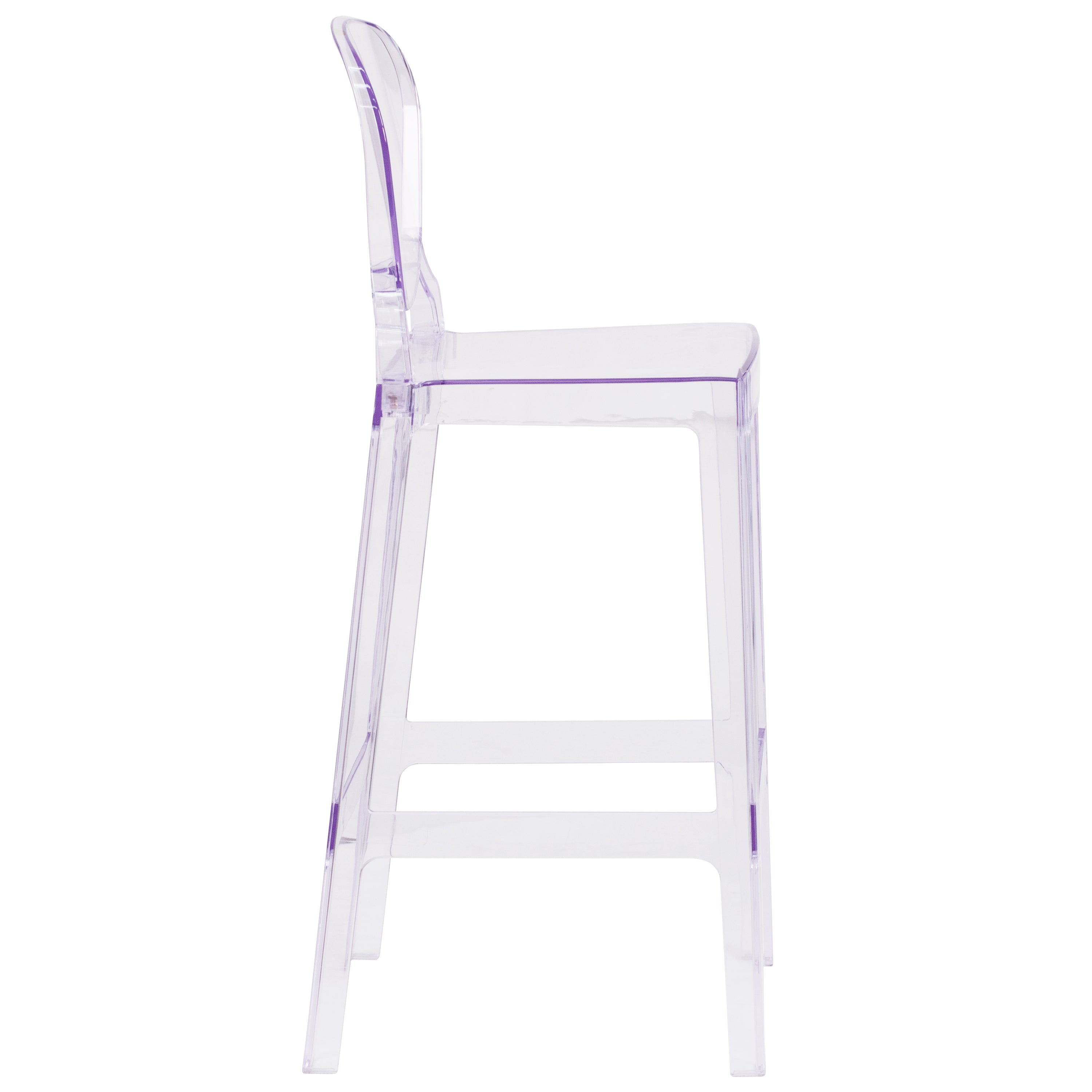Theo Ghost Barstool with Tear Back in Transparent Crystal