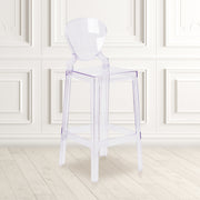 Theo Ghost Barstool with Tear Back in Transparent Crystal