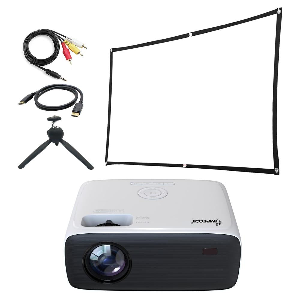 Impecca Impecca Portable Home Theater Projector, 200 ANSI Lumens, 720P, up to 180” with Protective Case and Accessory Kit