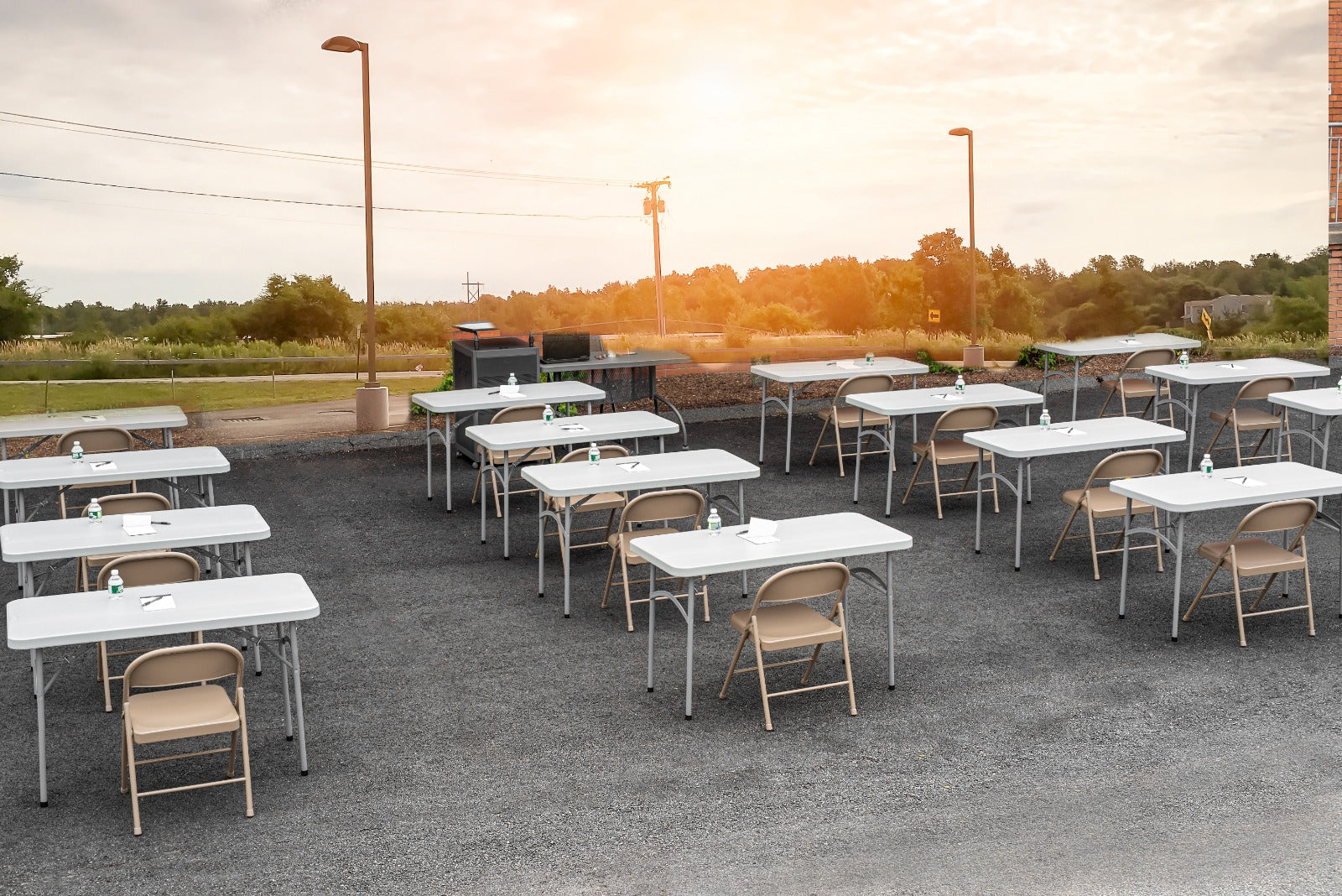 NPS® 24" x 48" Heavy Duty Folding Table, Surface Color: Speckled Grey, Frame Color: Grey