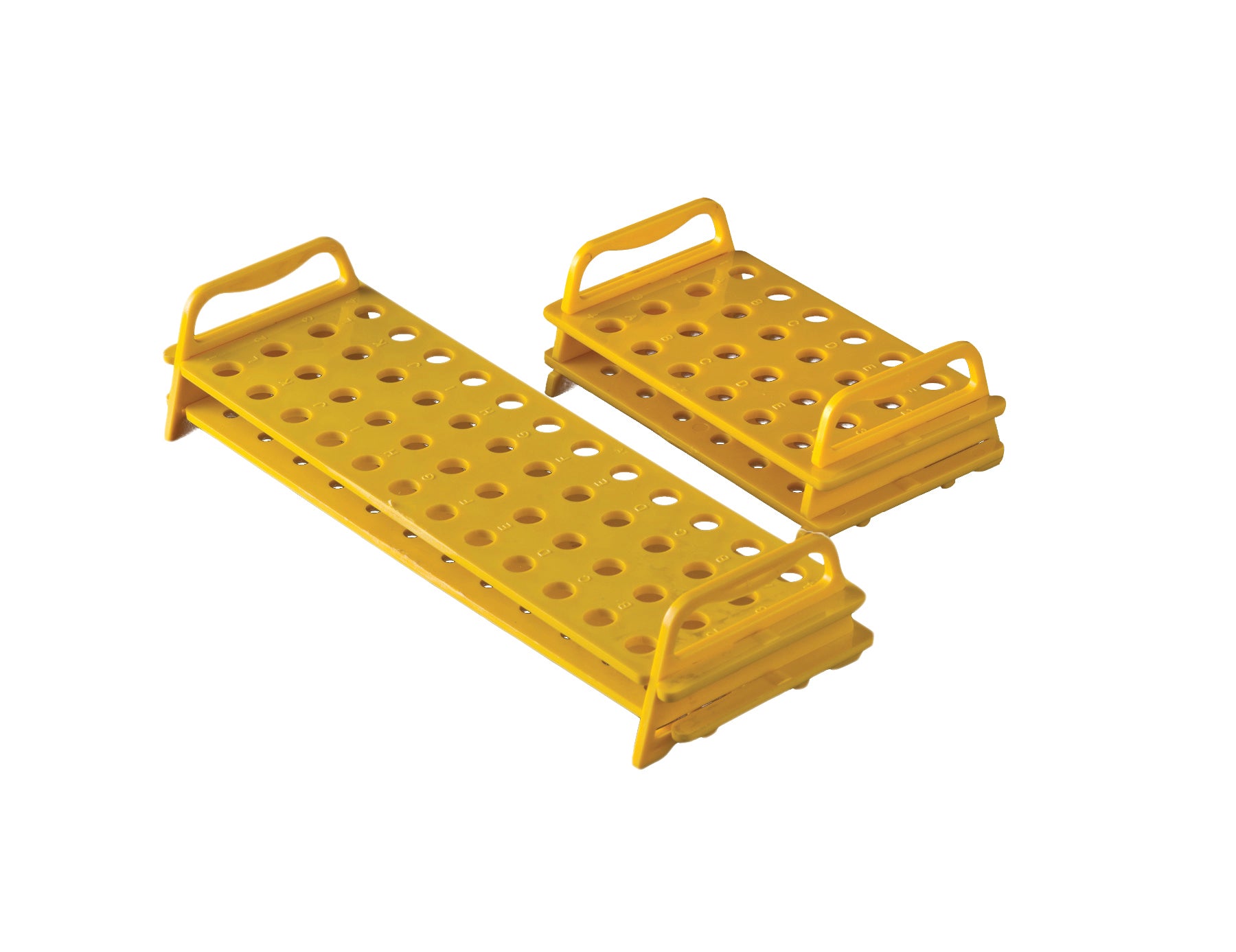 United Scientific® Rack For Micro Tubes, PC, 24 Places, Yellow, comes with 8