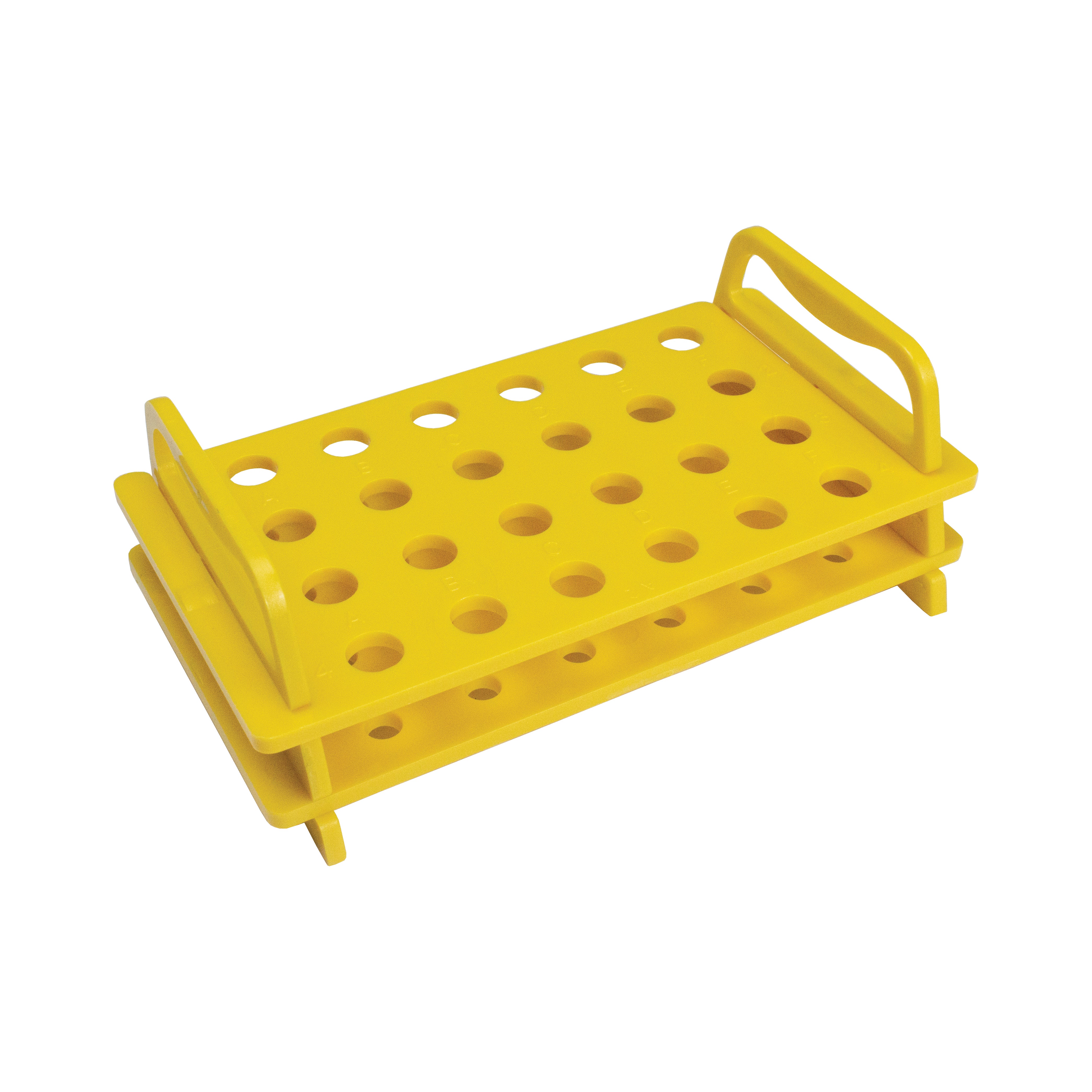 United Scientific® Rack For Micro Tubes, PC, 24 Places, Yellow, comes with 8