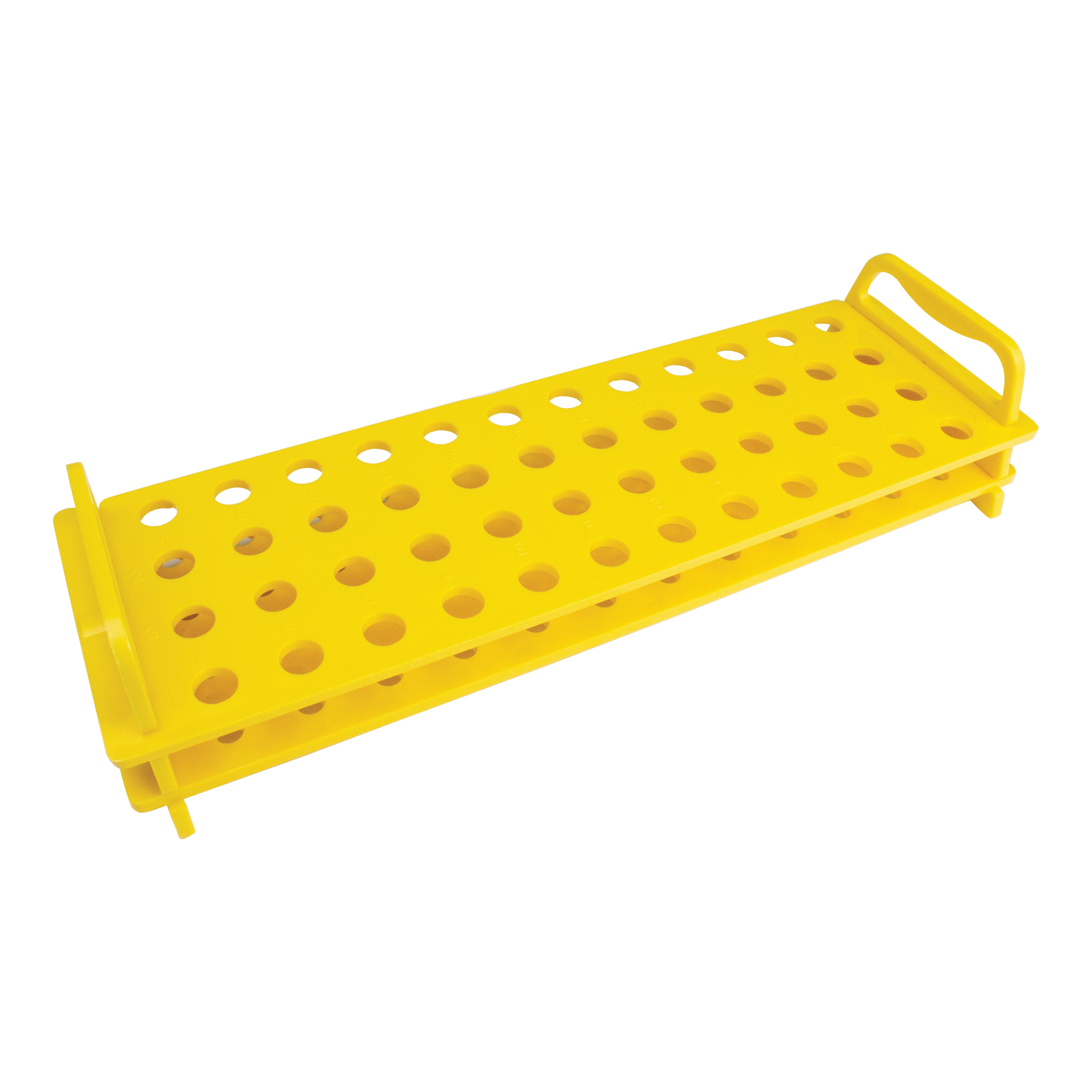 United Scientific® Rack For Micro Tubes, PC, 48 Places, Yellow, comes with 8
