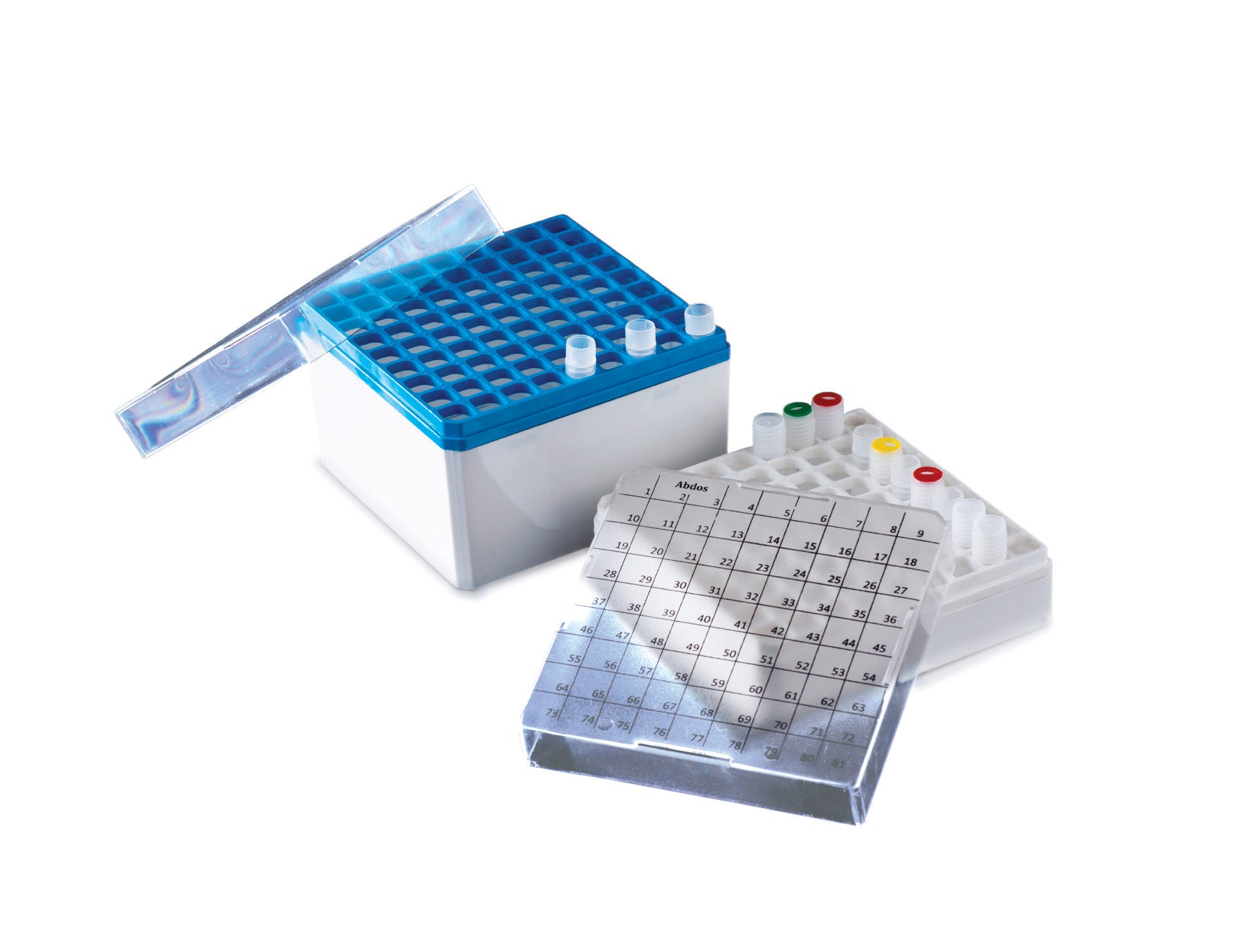 United Scientific® Cryo Storage Box, For 1.0 & 1.8 mL Vials, 81 Places, comes with 4