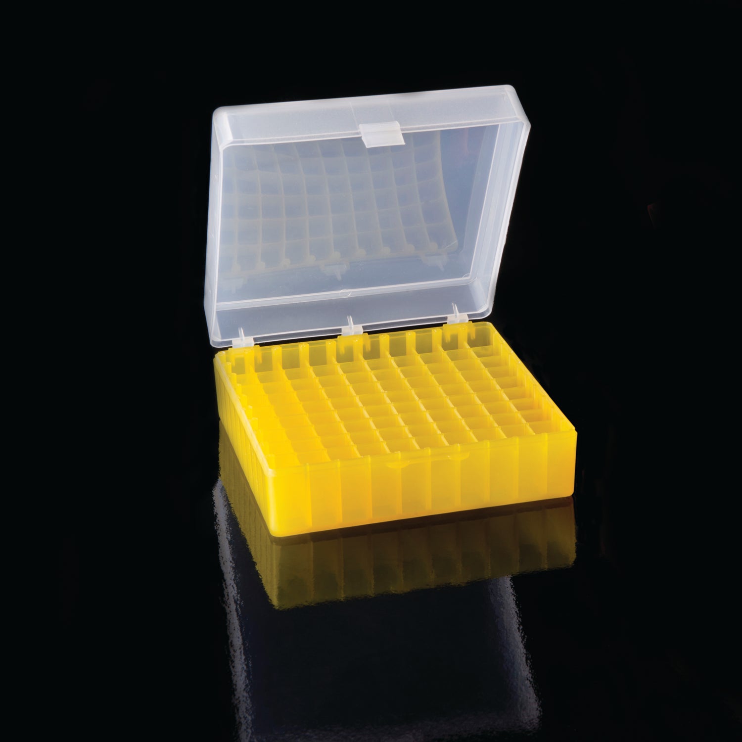 United Scientific® Hinged Storage Box For Microtubes / Cryo Vials, 100 Places, comes with 4