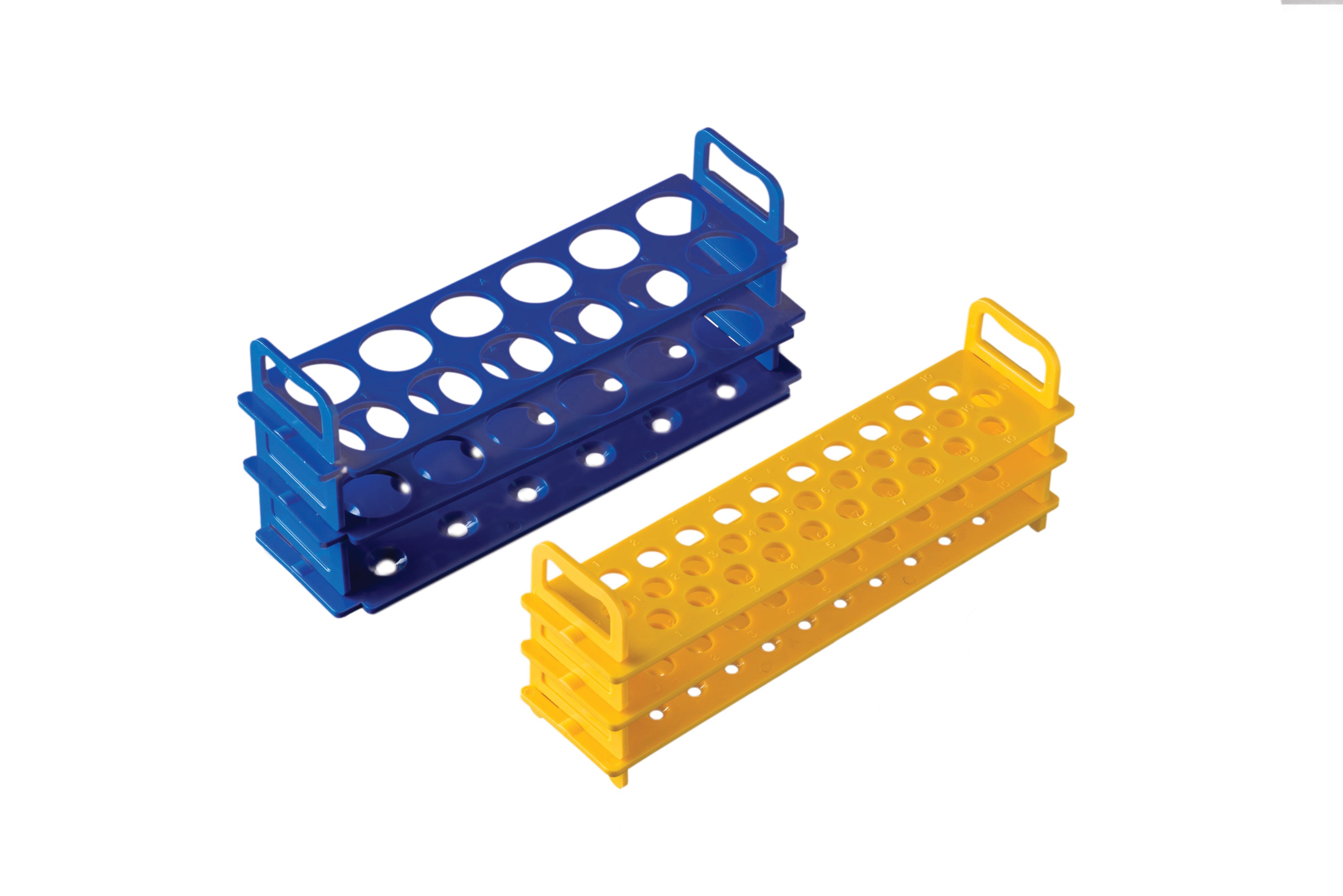 United Scientific® Test Tube Rack, PC, 16mm Tubes, 31 Places, Blue, comes with 4