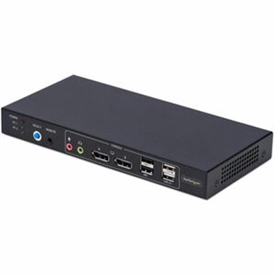 StarTech.com 2-Port Dual-Monitor DisplayPort KVM Switch with Dual View Video Matrix 4K 60Hz 4x USB Hub Ports Hotkey Switching DP 1.2 Matrix KVM TAA Co