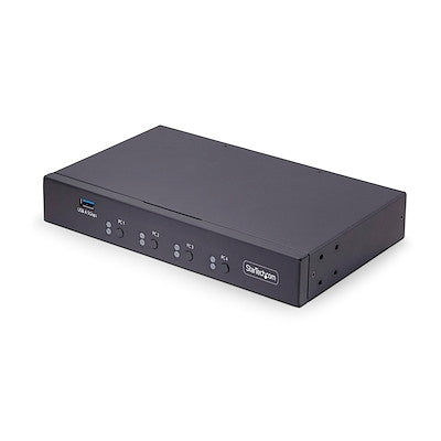 StarTech.com 4-Port KM Switch with Mouse Switching USB Switch for Keyboard/Mouse 3.5mm/USB Audio Peripheral Sharing for 4 Computers TAA Compliant