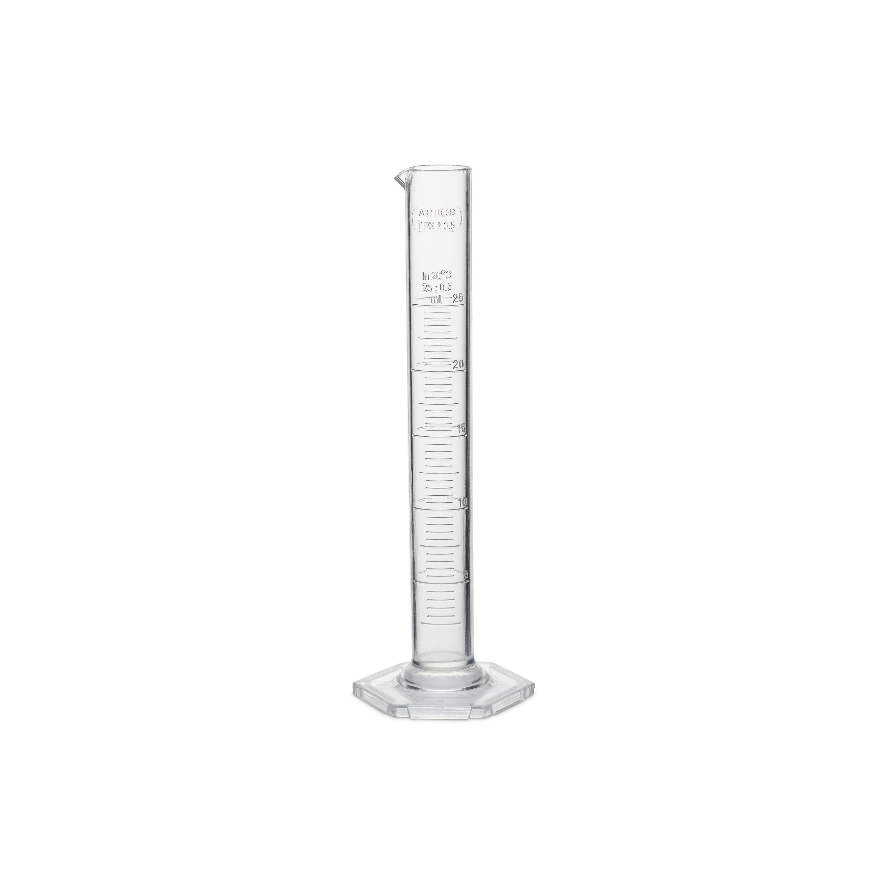United Scientific® Measuring Cylinder, PMP, Class B, 25 mL, comes with 12