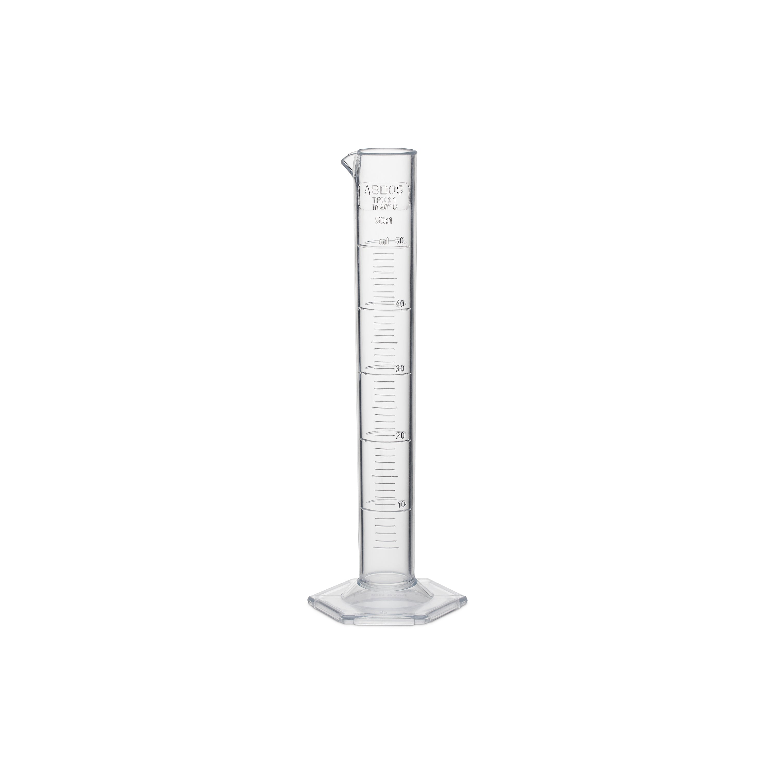 United Scientific® Measuring Cylinder, PMP, Class B, 50 mL, comes with 12