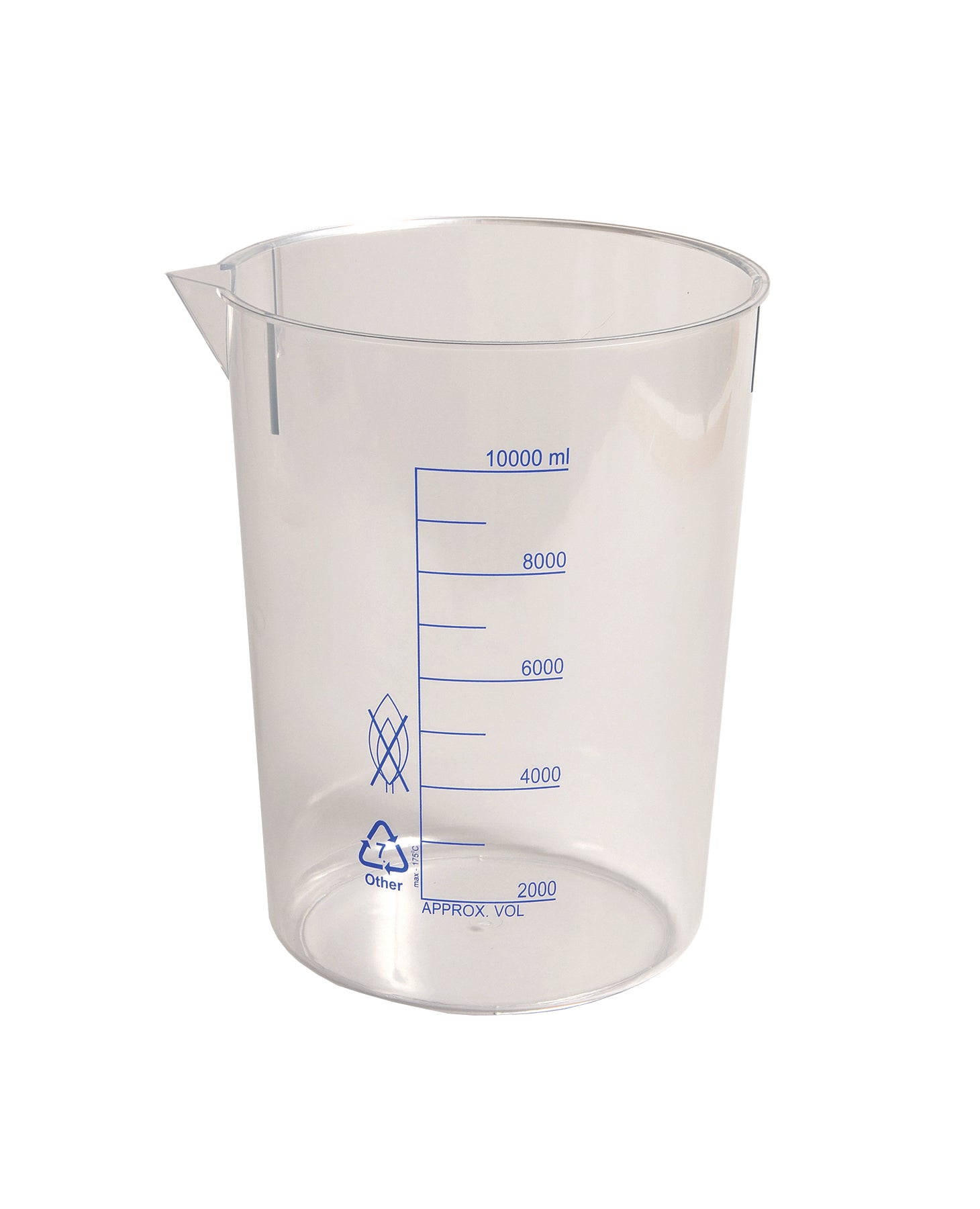 United Scientific® Beakers, Printed Graduations, Polymethylpentene,PMP, 10000 mL