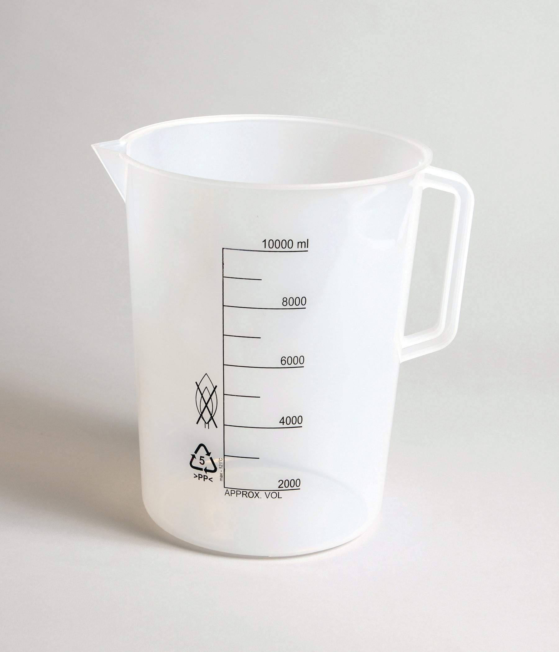 United Scientific® Beakers W/Handle, Printed Graduations, PP, 100 mL, comes with 6
