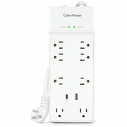 8-Outlet Surge Protector with USB-a and USB-C, 6 Ft. Cord, 2400 Joules, White