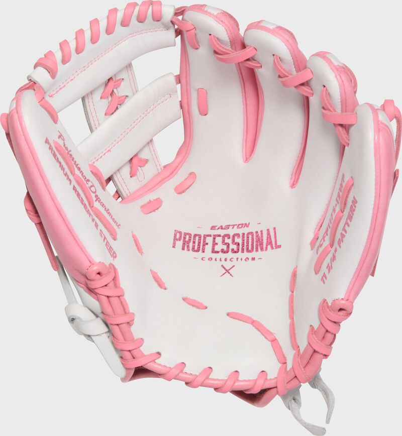 Easton Pro Collection Series 11.75-Inch Softball Glove - Right Hand Thrower - White/Pink