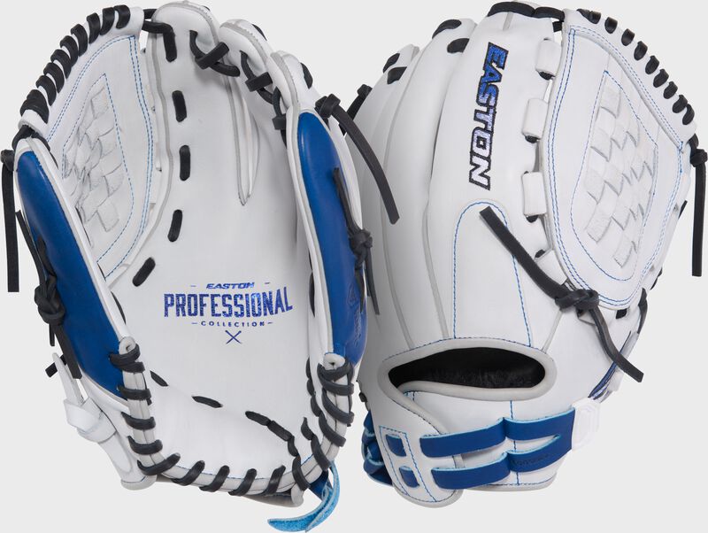 Easton Pro Collection Series 12.5-Inch Softball Glove - Left Hand Thrower - White/Royal