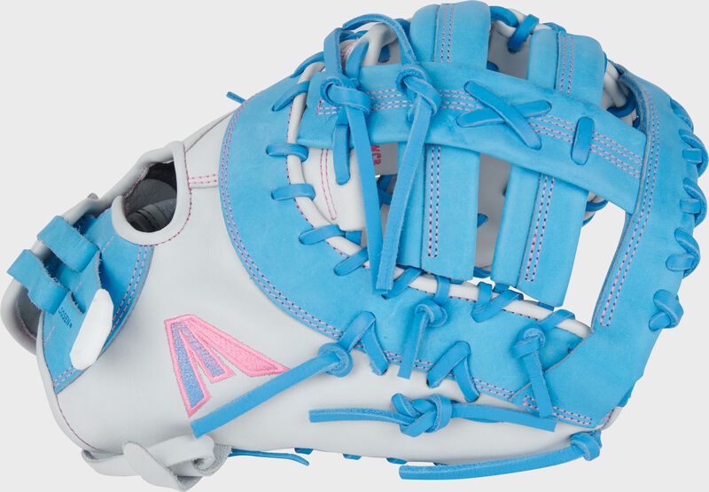 Easton Pro Collection Series First Base Mitt 13-Inch Softball Glove  - Right Hand Thrower - White/Columbia Blue