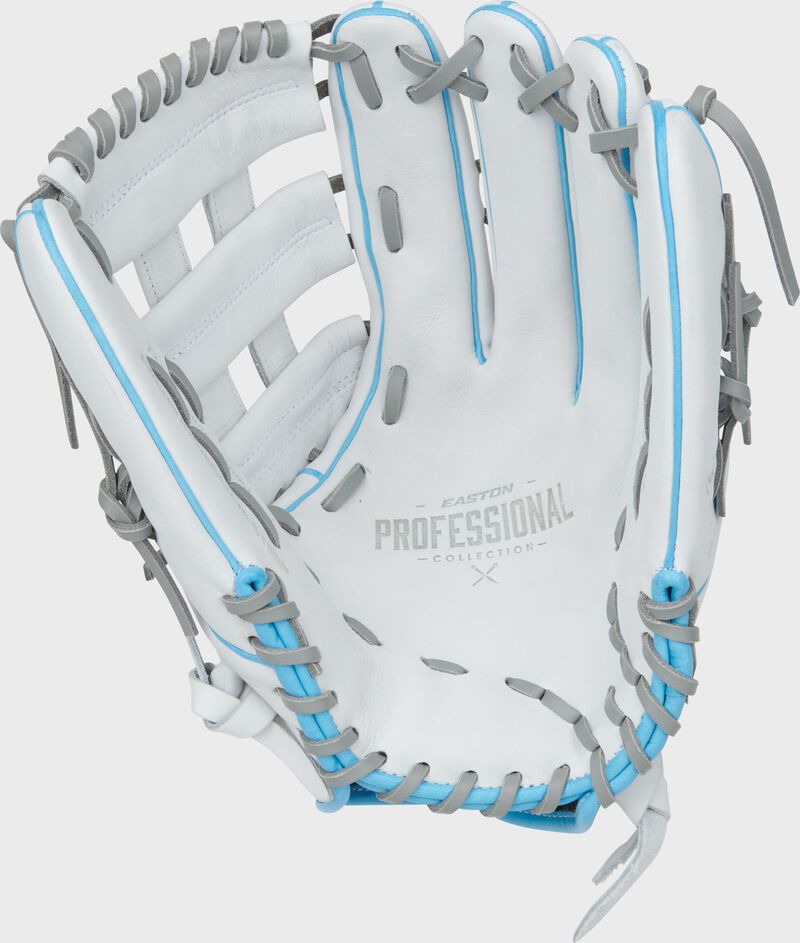 Easton Pro Collection Series 13-Inch Softball Glove - Right Hand Thrower - White/Columbia Blue/Pink